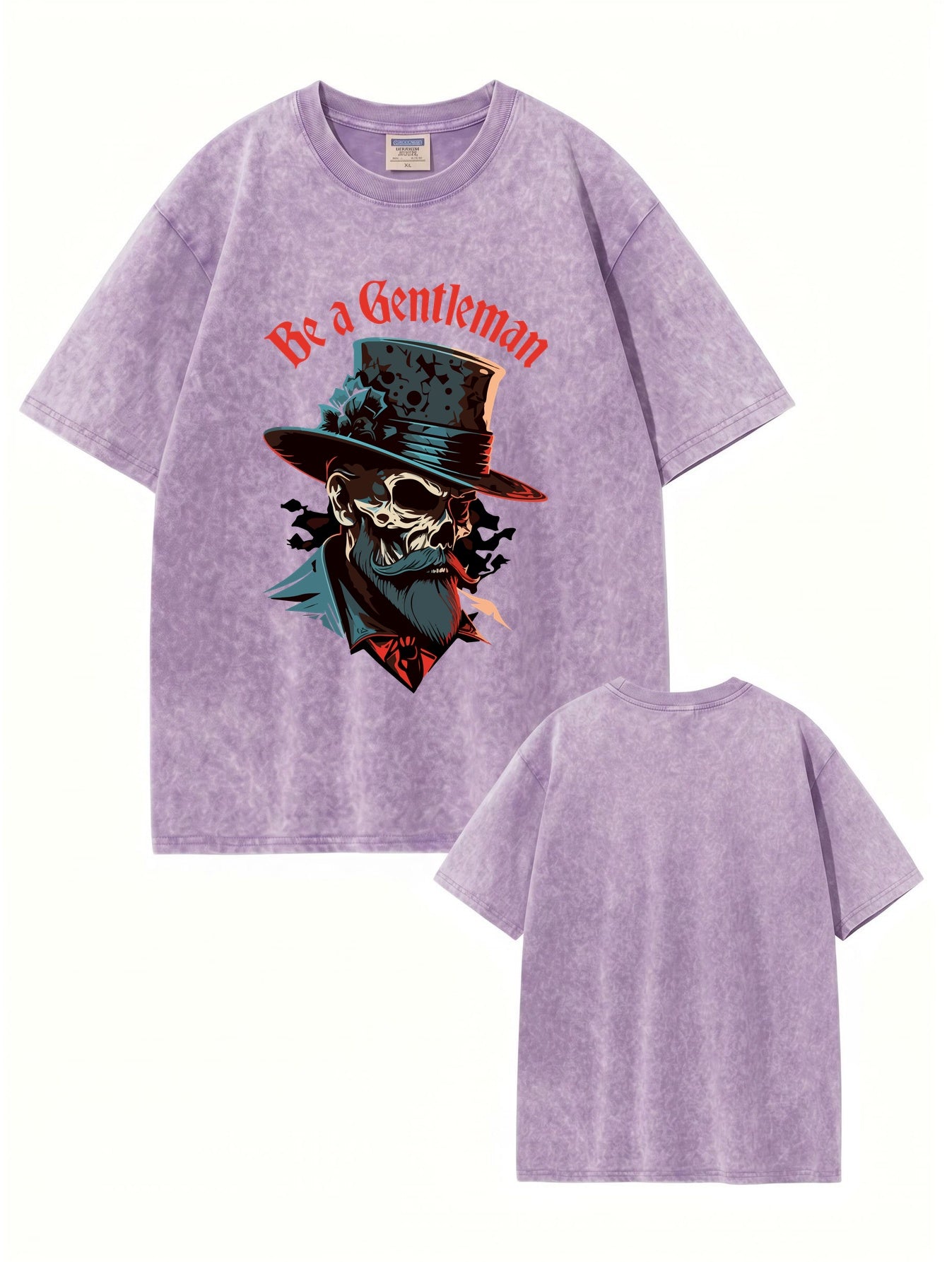 Vintage Washed Be a Gentleman Skull Graphic T-Shirt