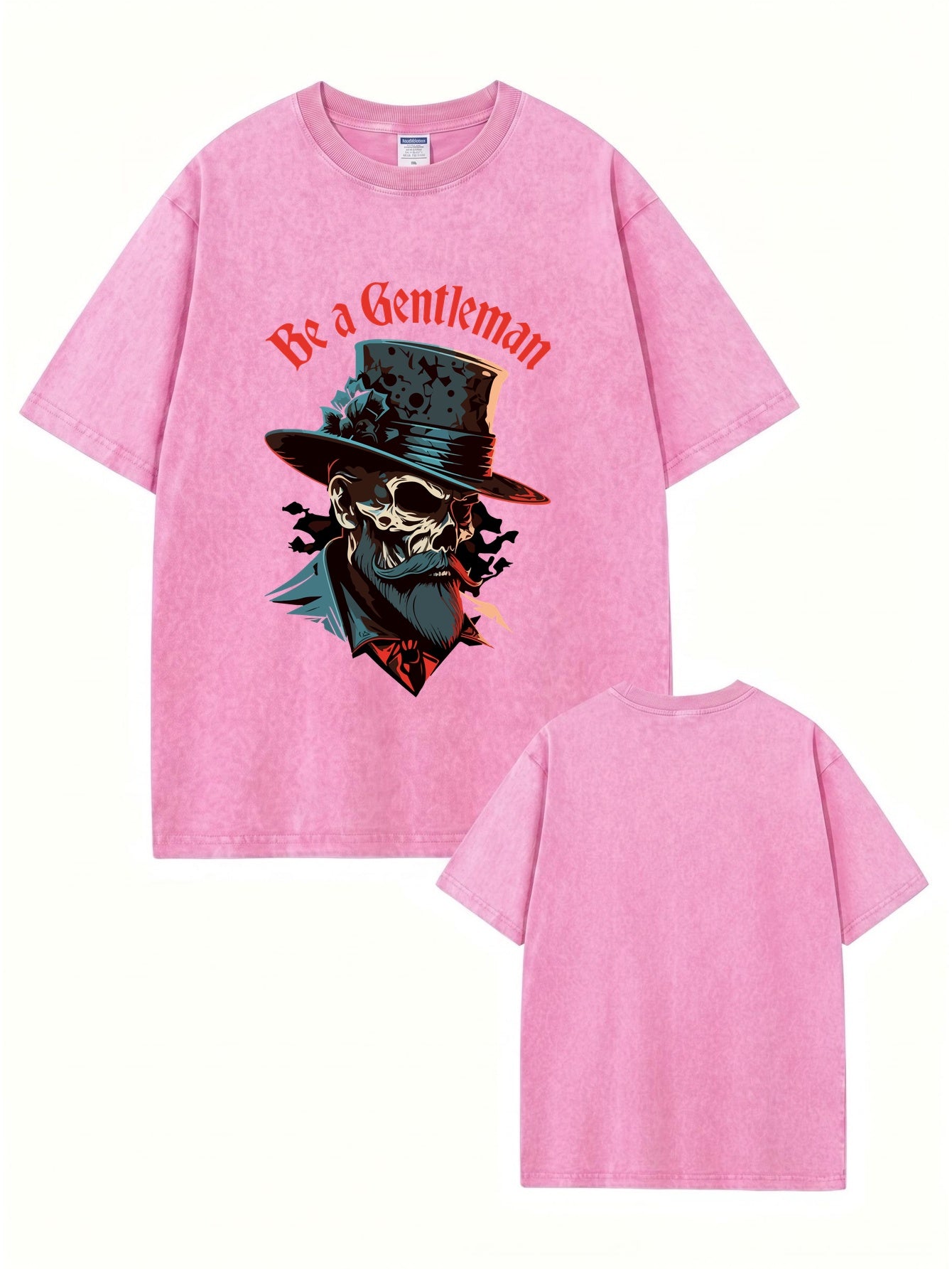 Vintage Washed Be a Gentleman Skull Graphic T-Shirt