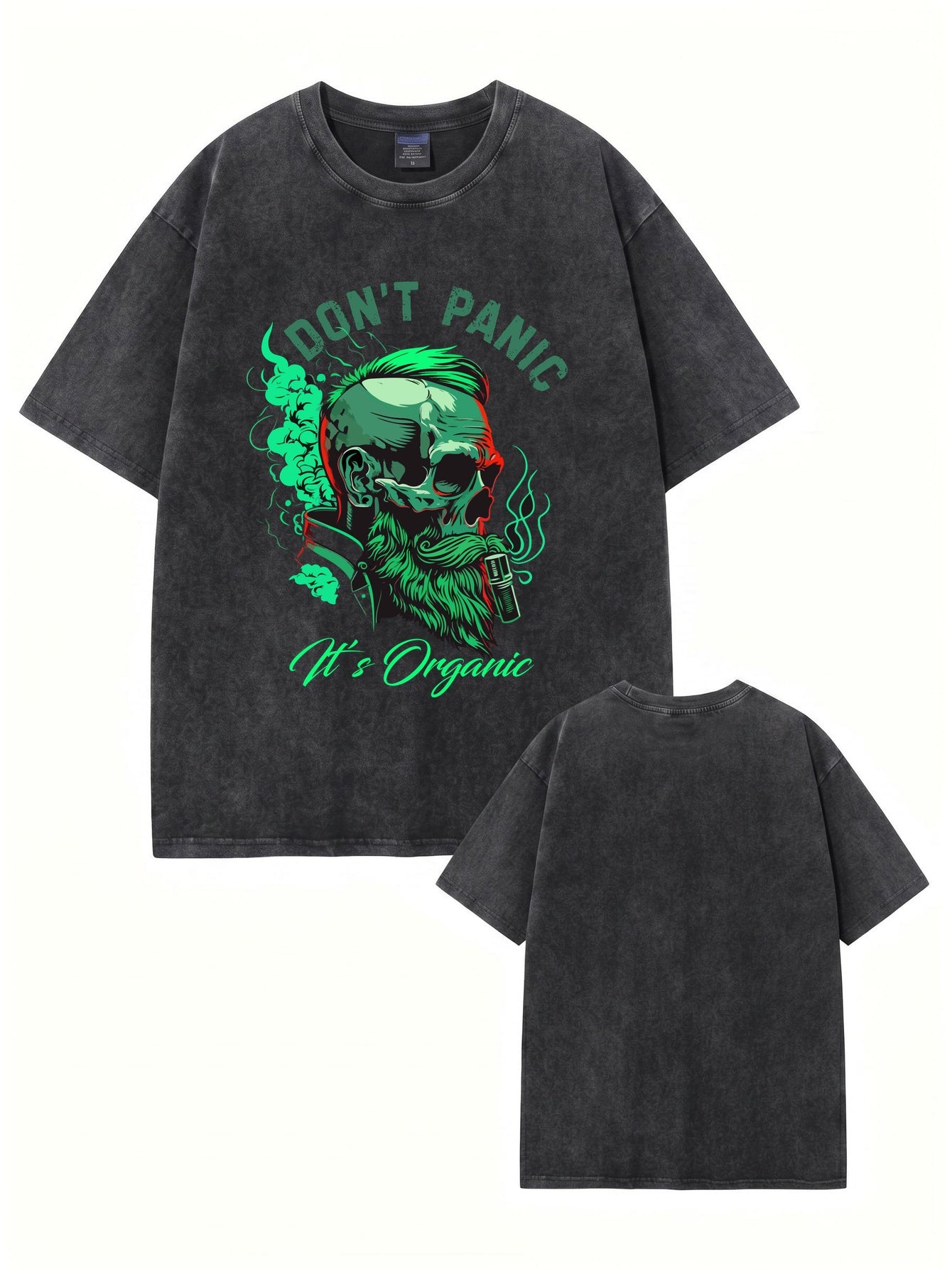 Don't Panic It's Organic Graphic Tee | Vintage Washed Heavyweight Cotton T-Shirt