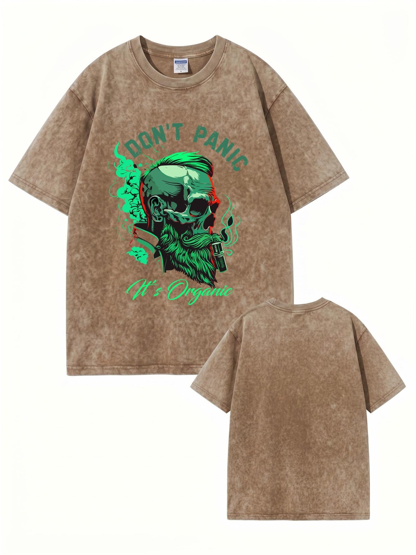 Don't Panic It's Organic Graphic Tee | Vintage Washed Heavyweight Cotton T-Shirt