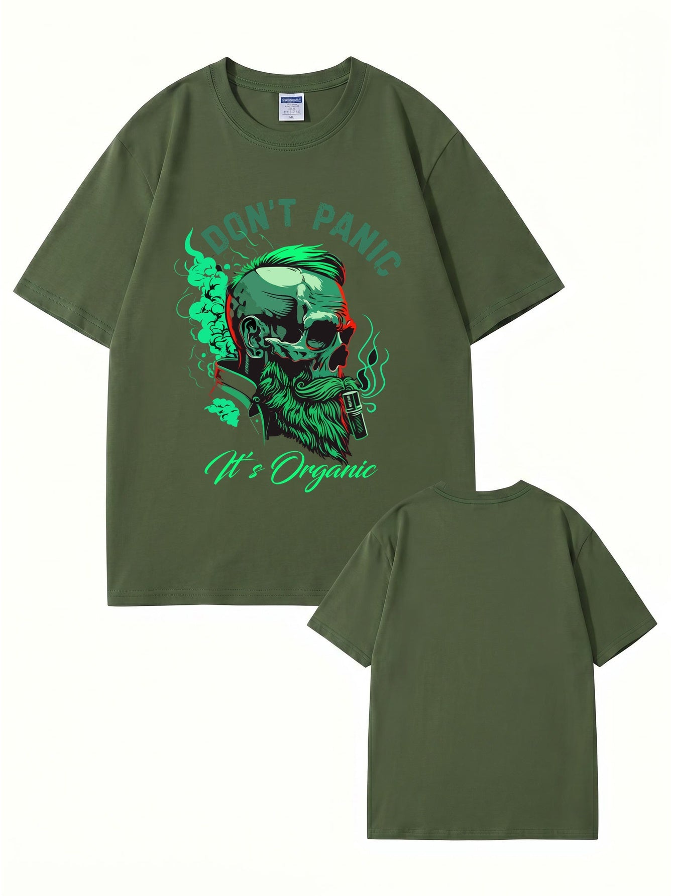 Don't Panic It's Organic Skull Graphic Print Men's 200gsm Cotton T-Shirt