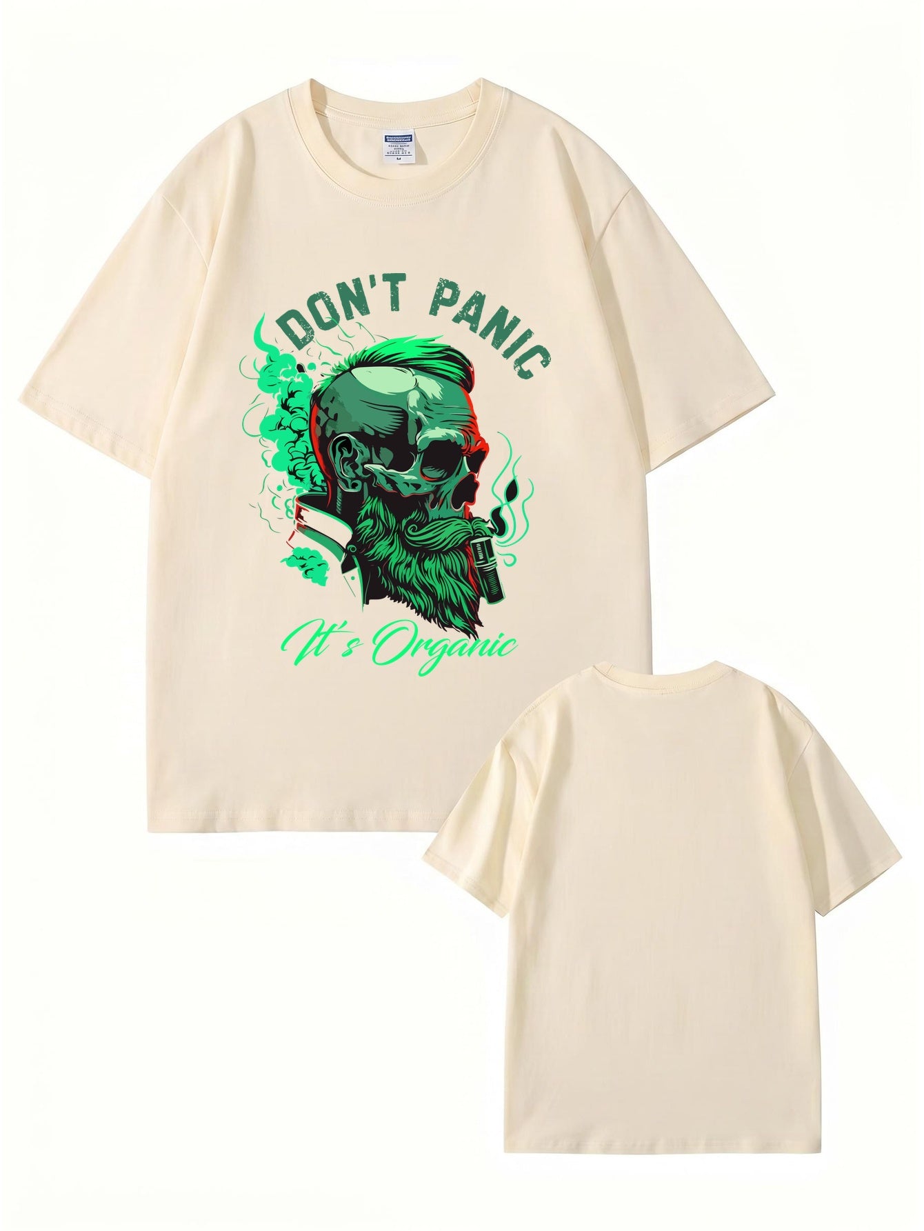 Don't Panic It's Organic Skull Graphic Print Men's 200gsm Cotton T-Shirt