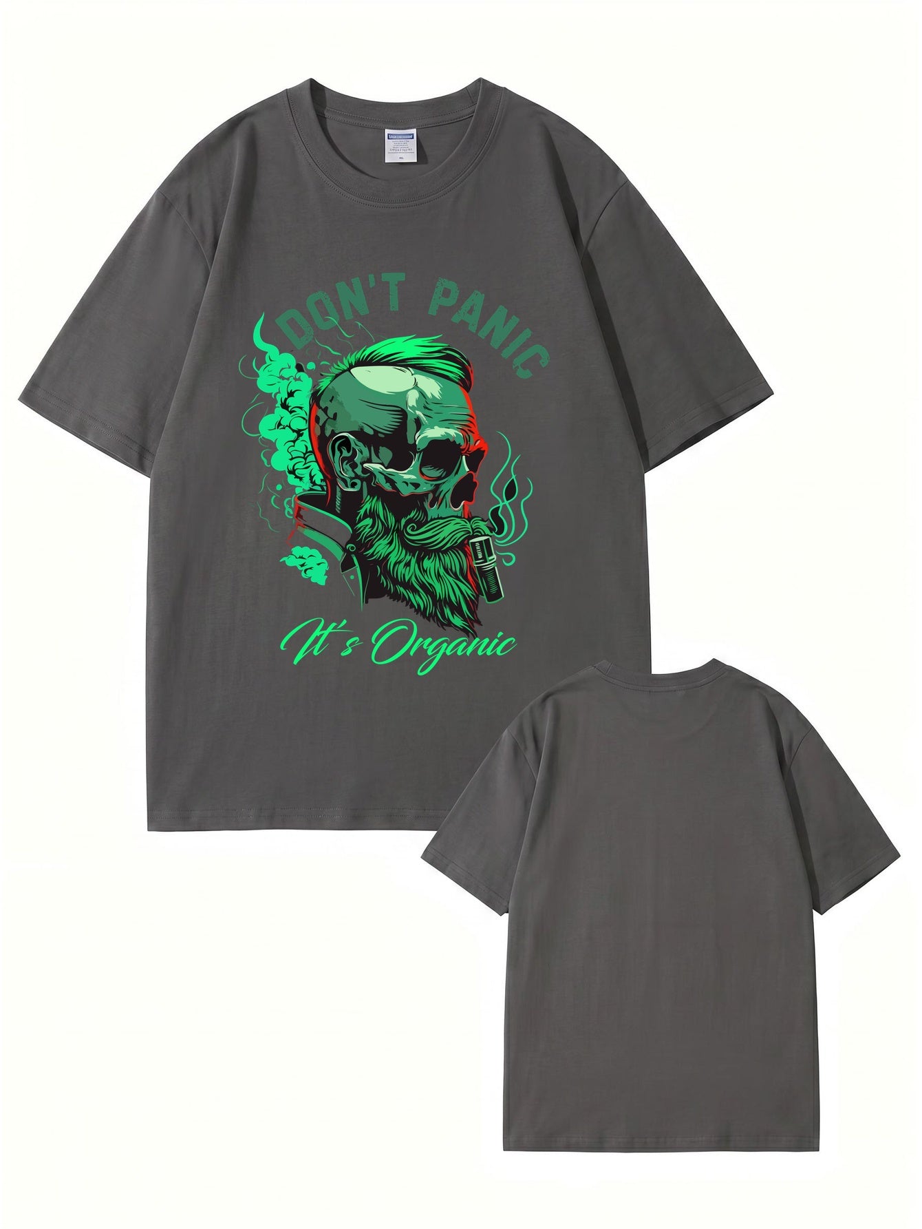 Don't Panic It's Organic Skull Graphic Print Men's 200gsm Cotton T-Shirt
