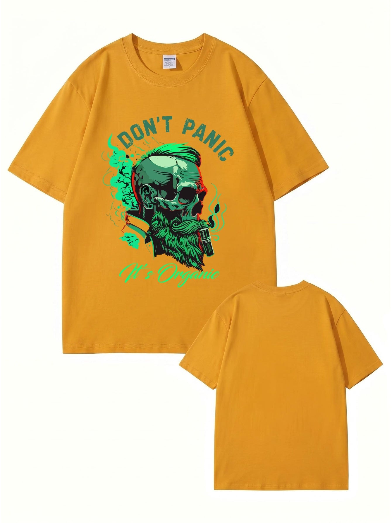 Don't Panic It's Organic Skull Graphic Print Men's 200gsm Cotton T-Shirt