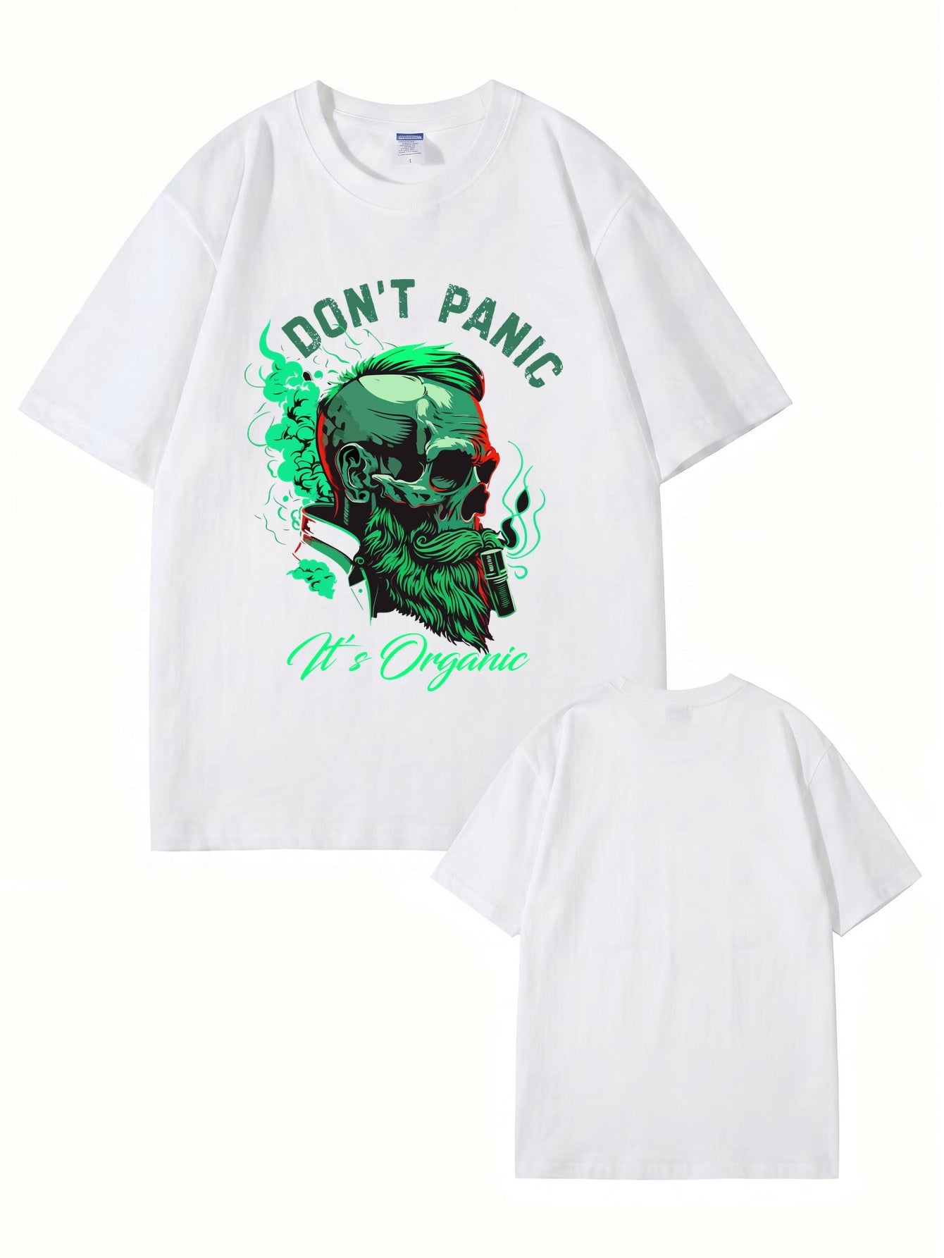 Don't Panic It's Organic Skull Graphic Print Men's 200gsm Cotton T-Shirt
