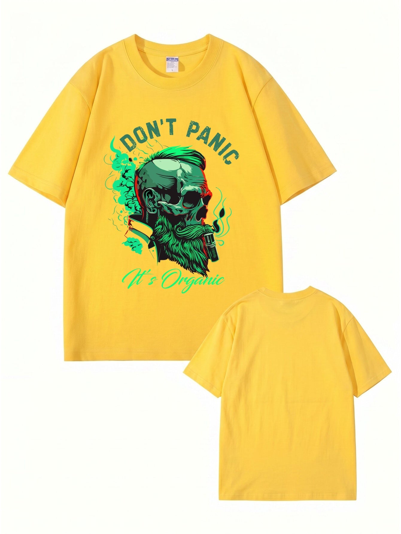 Don't Panic It's Organic Skull Graphic Print Men's 200gsm Cotton T-Shirt