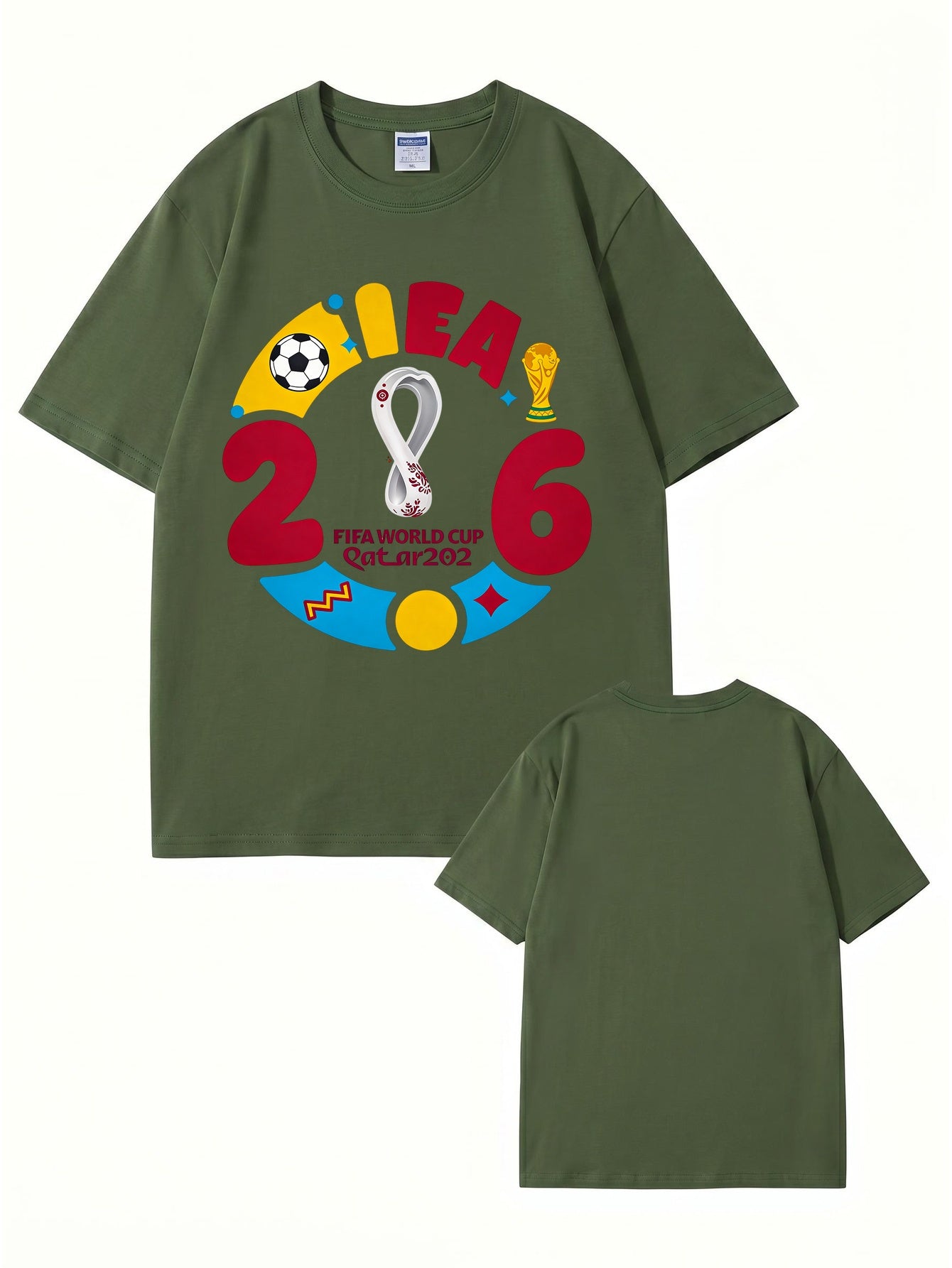 2026 FIFA World Cup Qatar Graphic Print Men's 100% Cotton T-Shirt