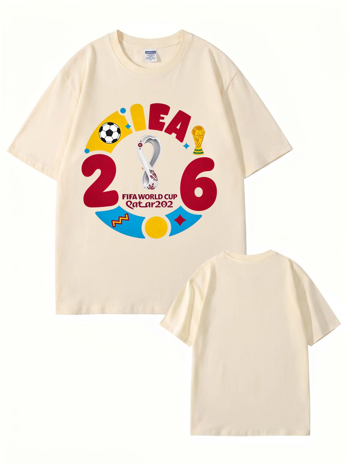 2026 FIFA World Cup Qatar Graphic Print Men's 100% Cotton T-Shirt