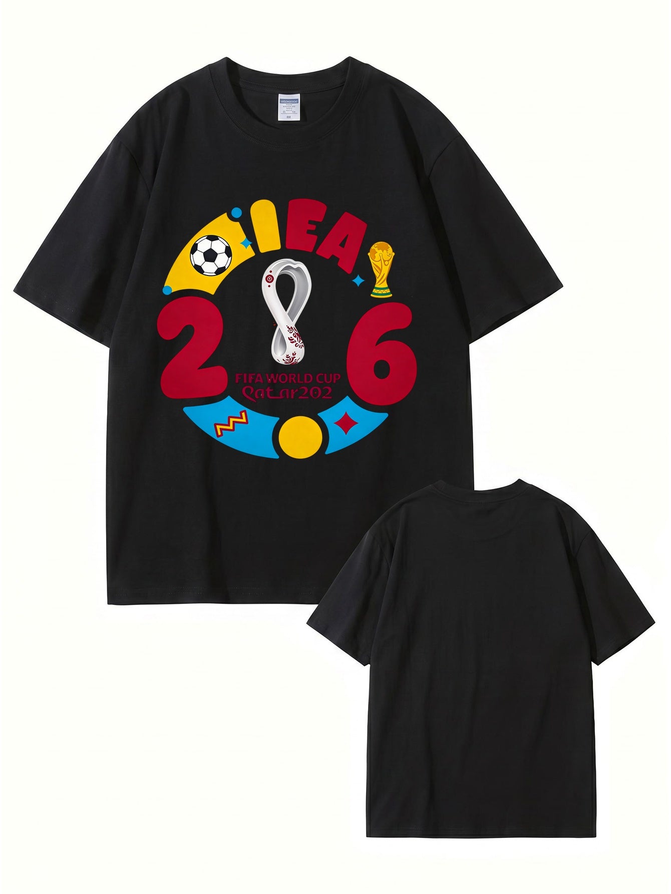 2026 FIFA World Cup Qatar Graphic Print Men's 100% Cotton T-Shirt