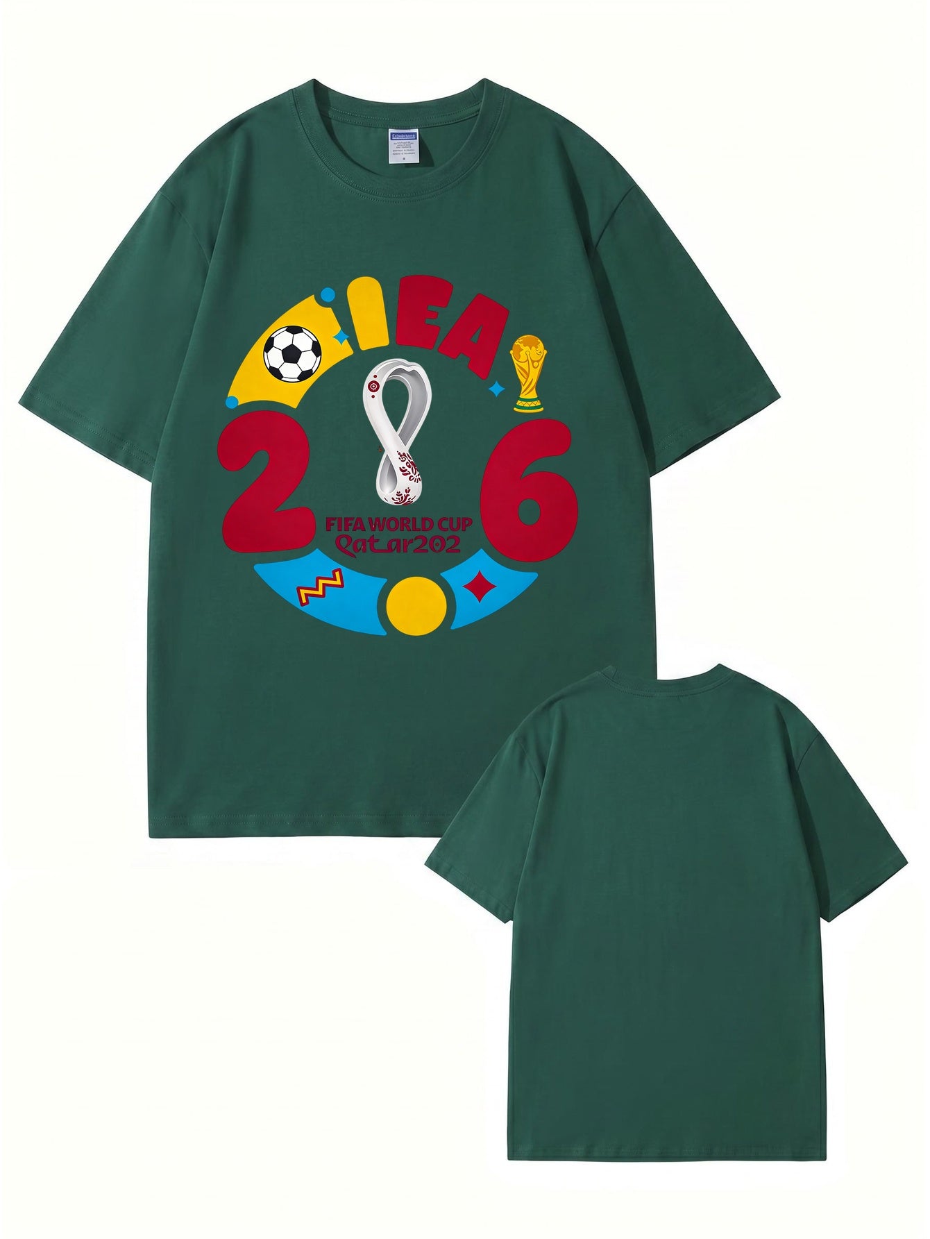 2026 FIFA World Cup Qatar Graphic Print Men's 100% Cotton T-Shirt