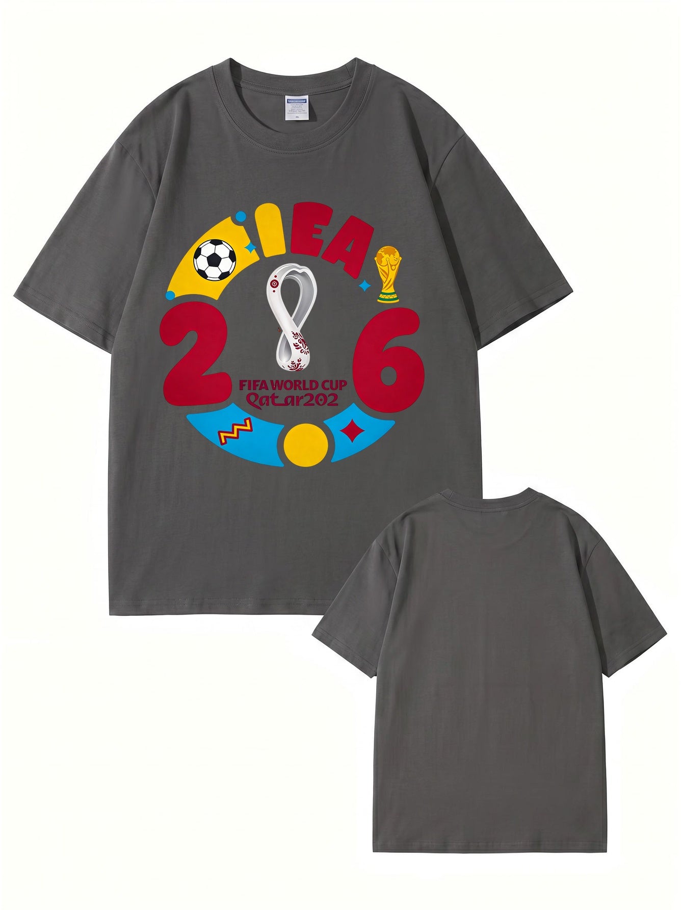 2026 FIFA World Cup Qatar Graphic Print Men's 100% Cotton T-Shirt