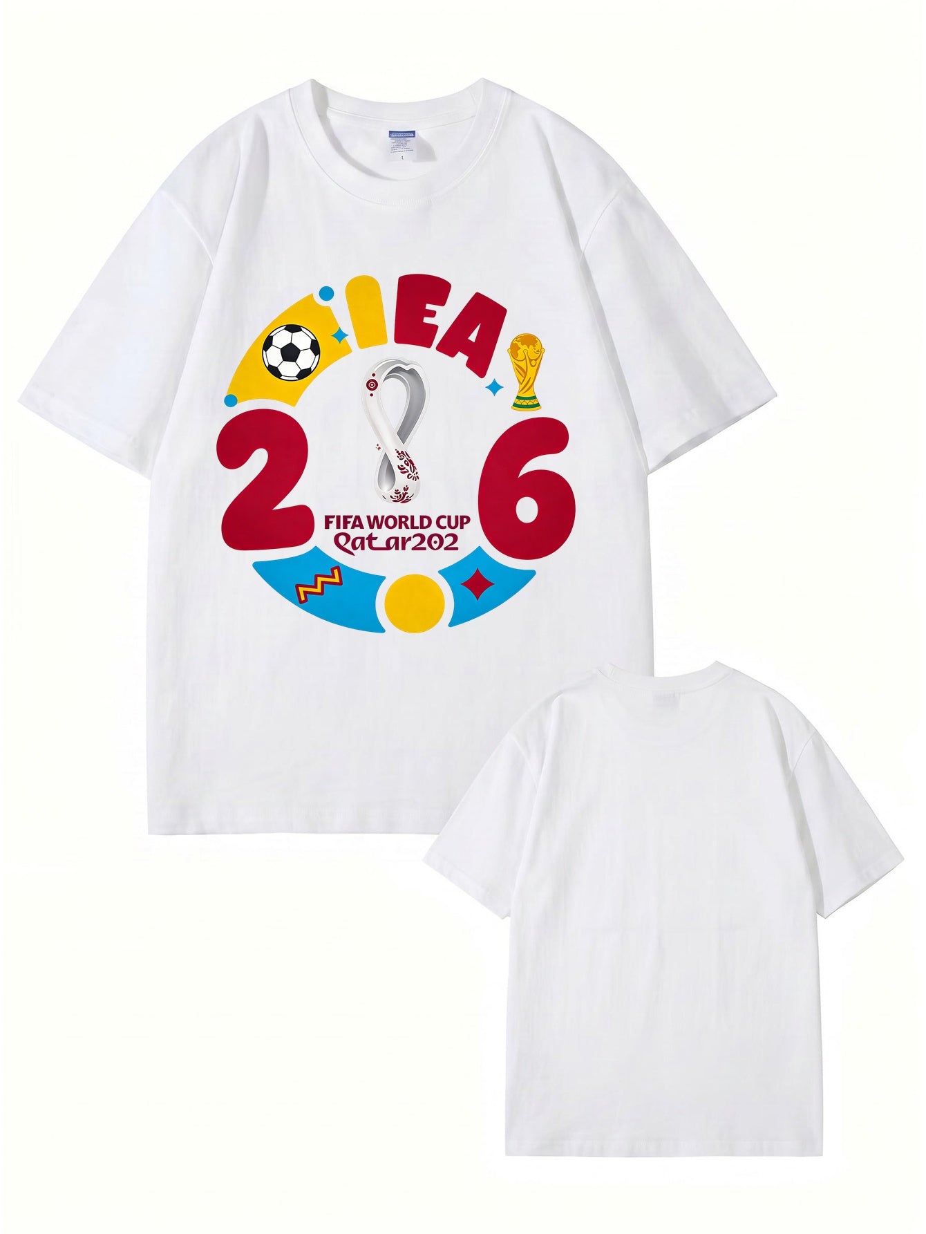 2026 FIFA World Cup Qatar Graphic Print Men's 100% Cotton T-Shirt