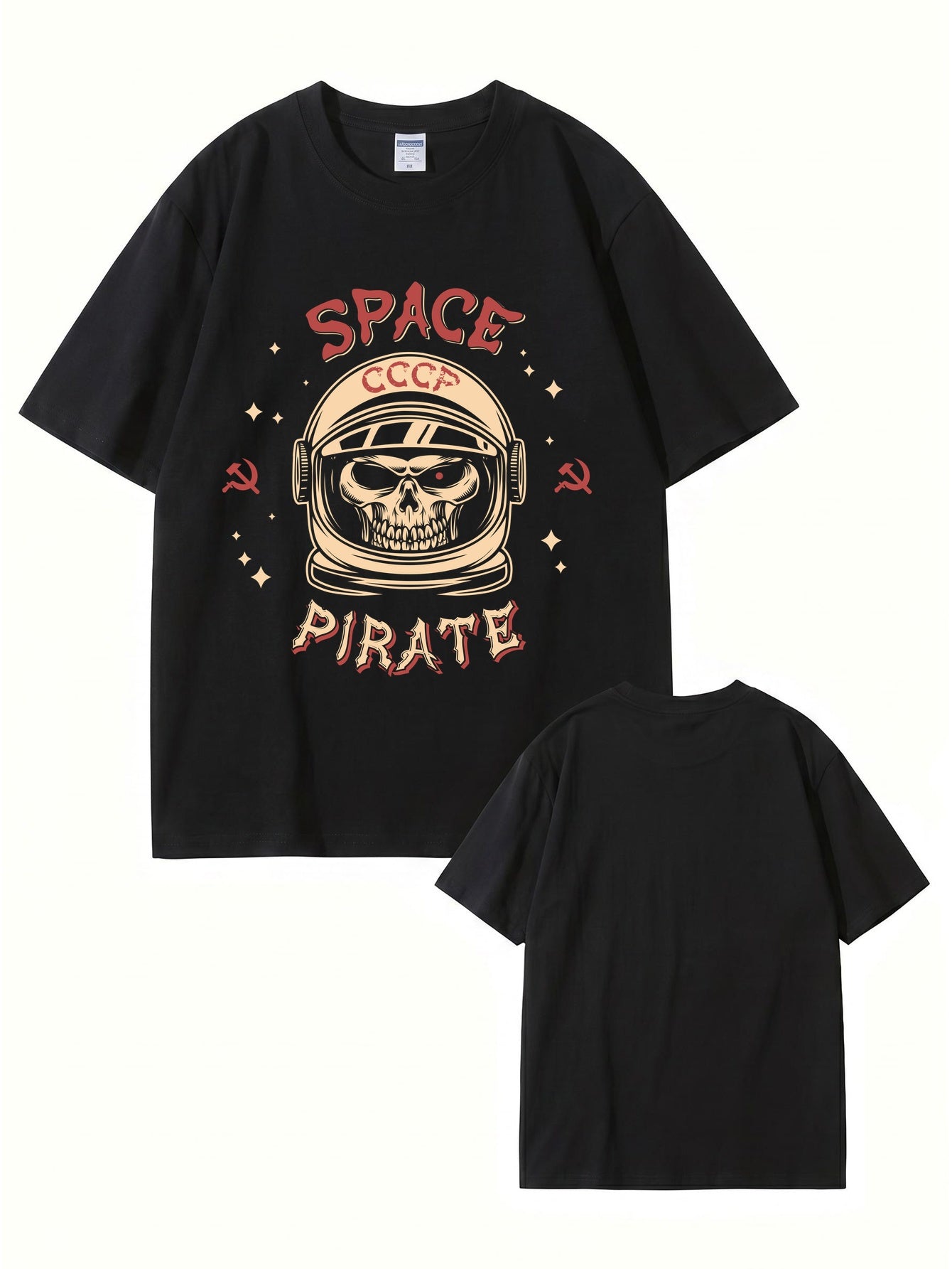 Space Pirate CCCP Skull Graphic T-Shirt | Retro Soviet Astronaut Print