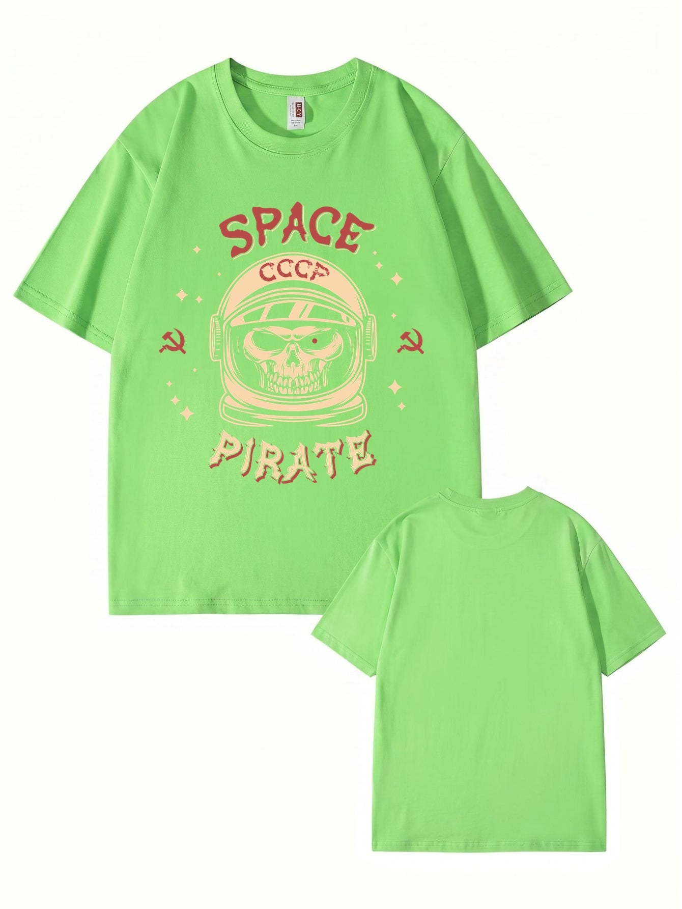 Space Pirate CCCP Skull Graphic T-Shirt | Retro Soviet Astronaut Print