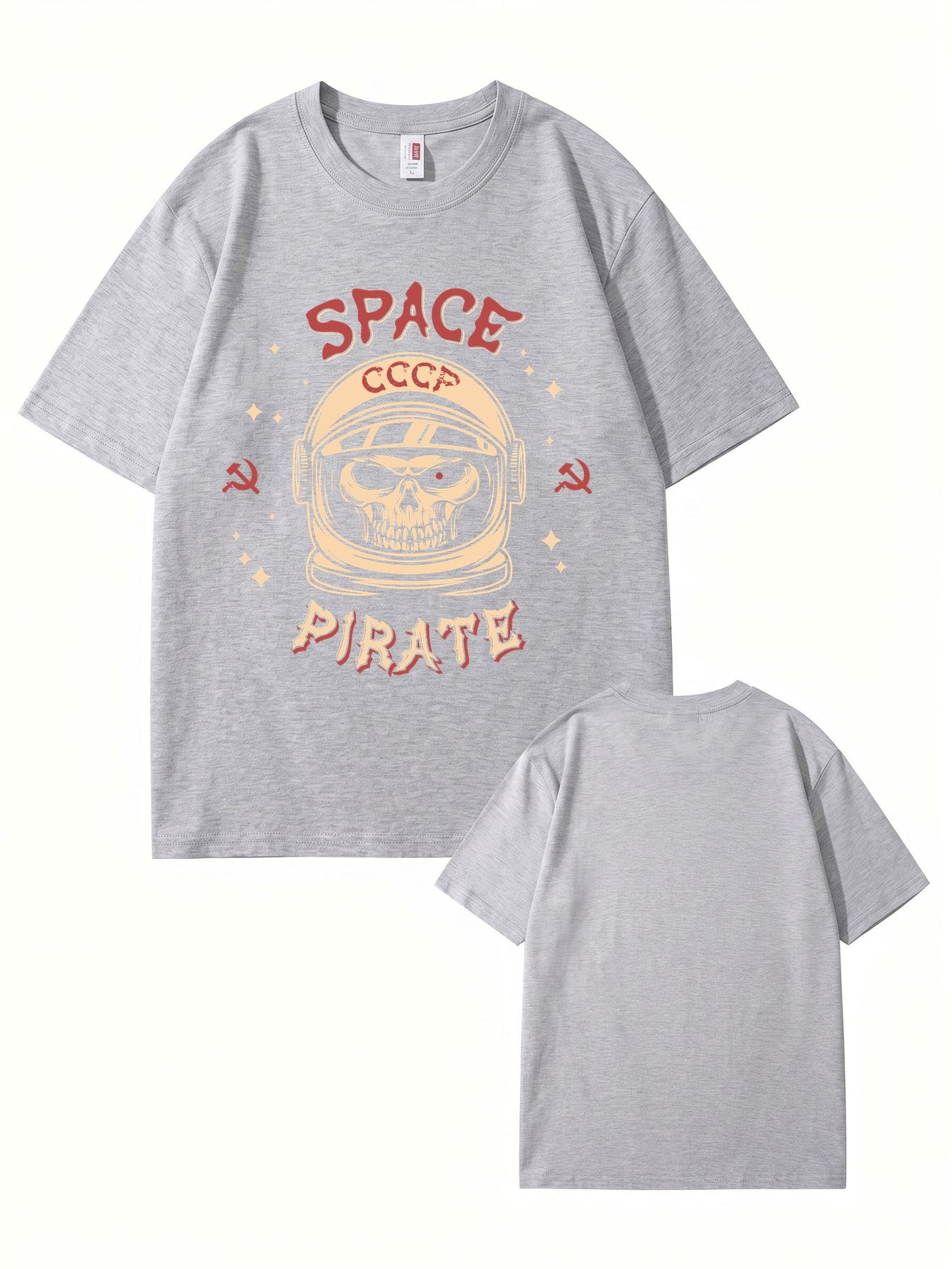 Space Pirate CCCP Skull Graphic T-Shirt | Retro Soviet Astronaut Print