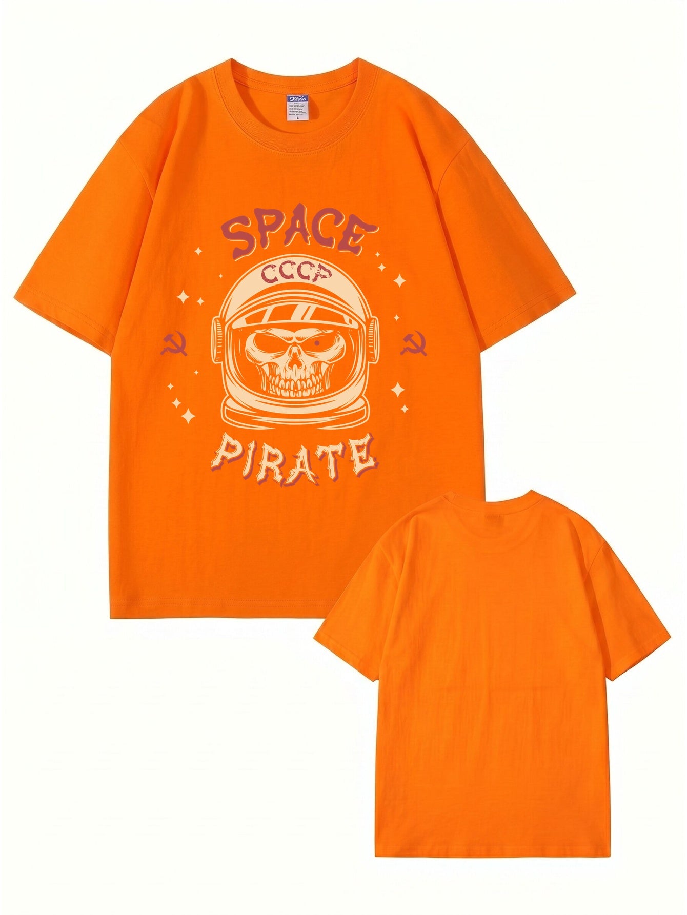 Space Pirate CCCP Skull Graphic T-Shirt | Retro Soviet Astronaut Print