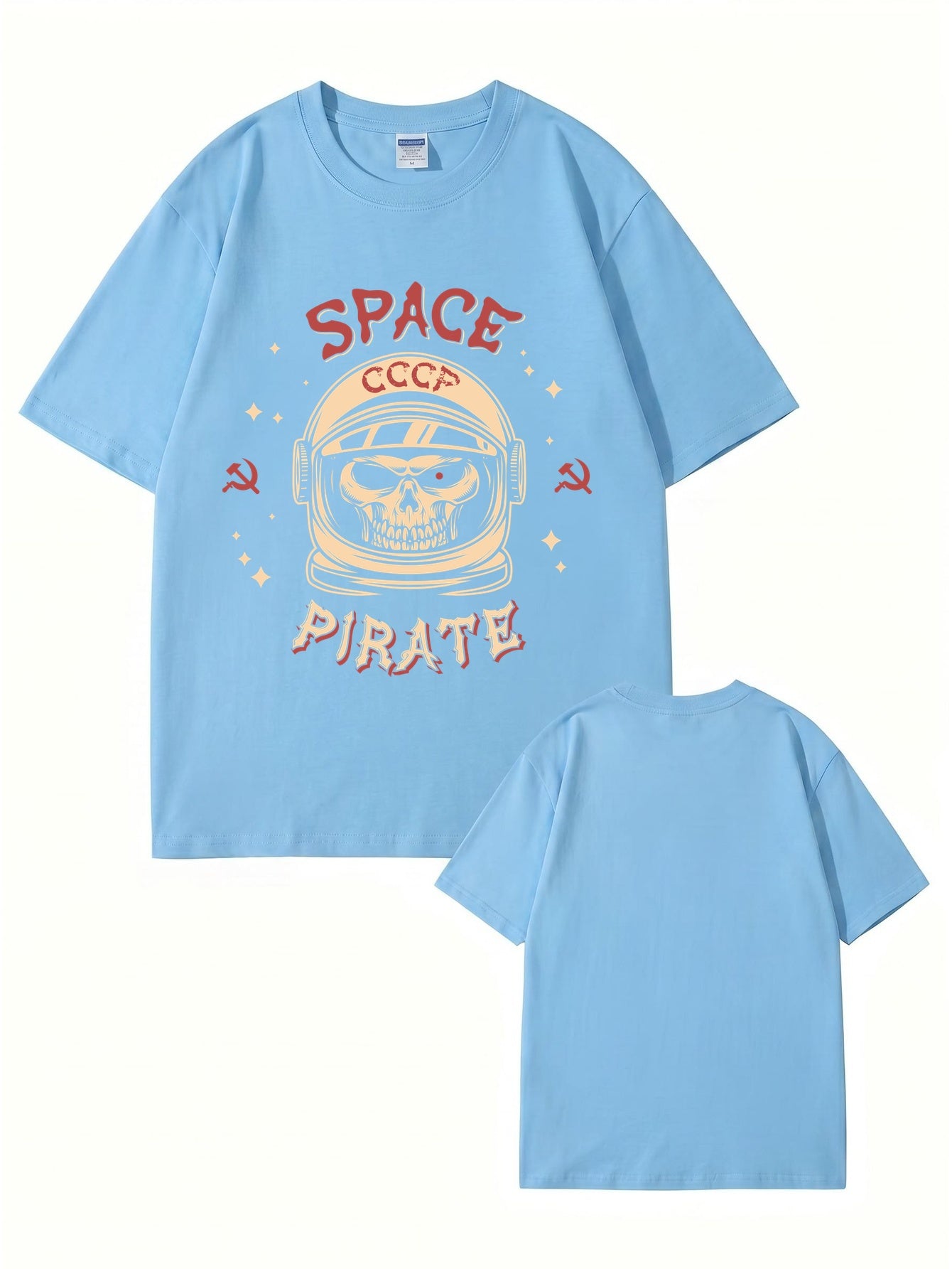 Space Pirate CCCP Skull Graphic T-Shirt | Retro Soviet Astronaut Print