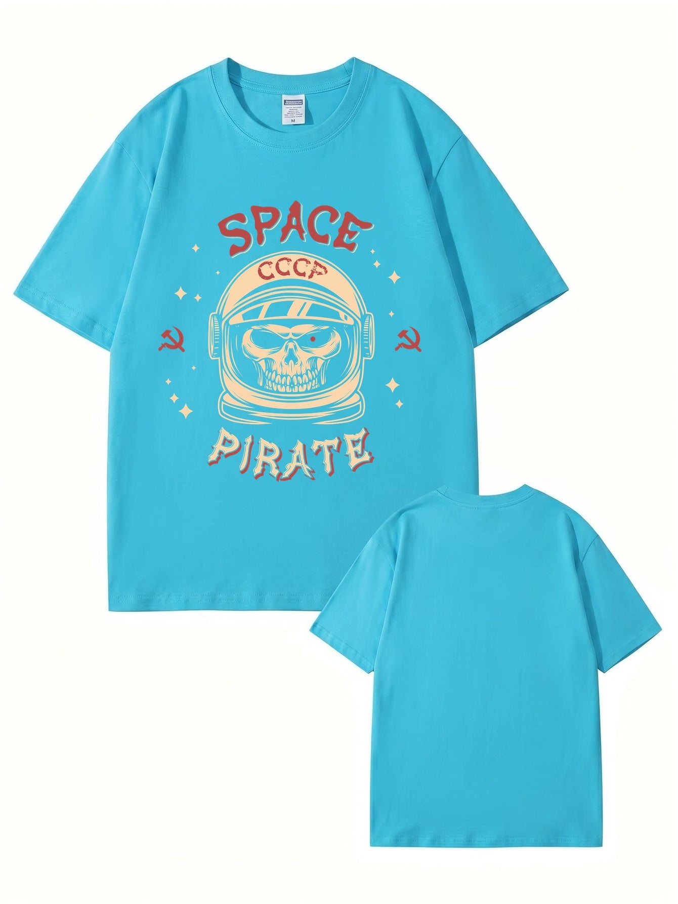 Space Pirate CCCP Skull Graphic T-Shirt | Retro Soviet Astronaut Print