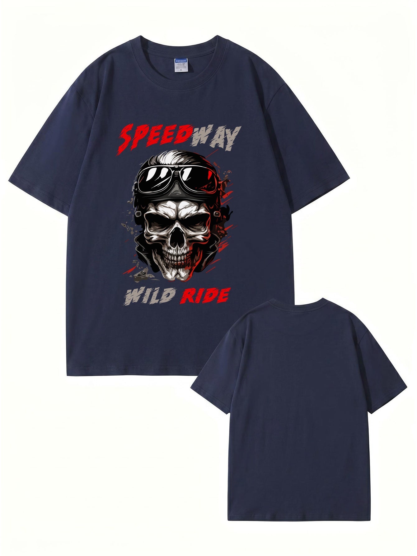 Speedway Wild Ride Skull Graphic T-Shirt - Premium Cotton Biker Tee