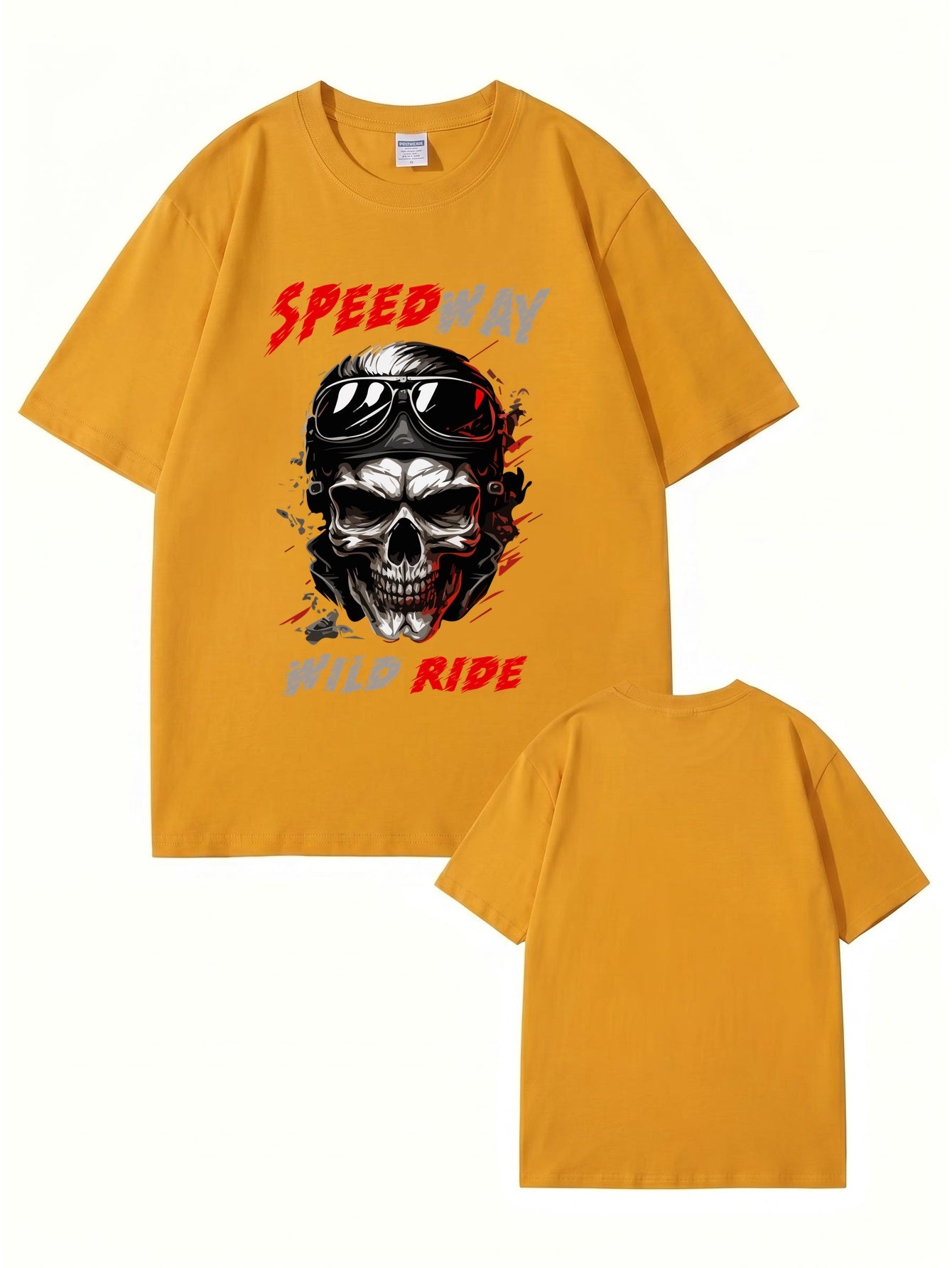 Speedway Wild Ride Skull Graphic T-Shirt - Premium Cotton Biker Tee