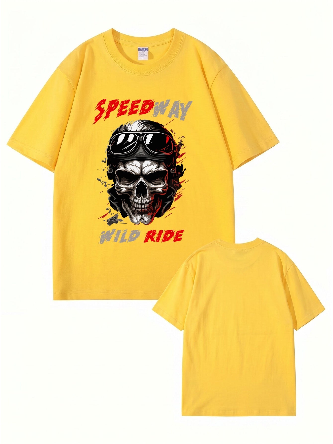 Speedway Wild Ride Skull Graphic T-Shirt - Premium Cotton Biker Tee