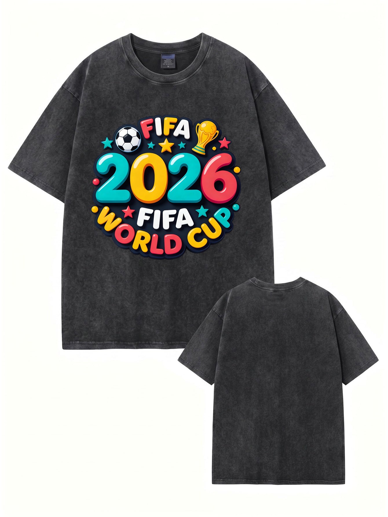 2026 FIFA World Cup Vintage Washed Graphic T-Shirt | Premium 300gsm Cotton