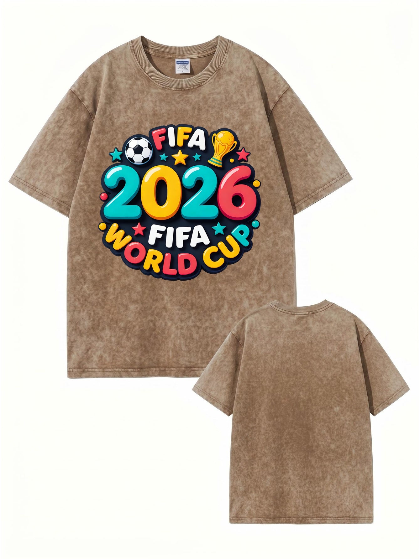 2026 FIFA World Cup Vintage Washed Graphic T-Shirt | Premium 300gsm Cotton