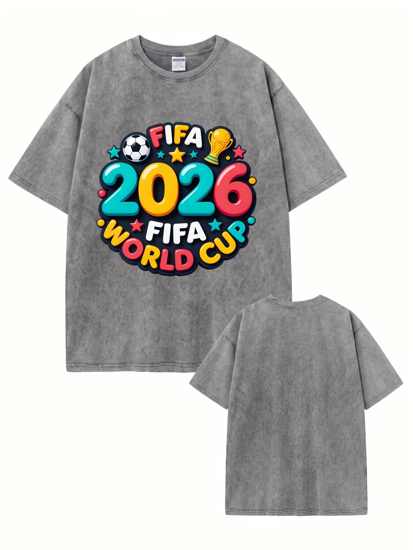 2026 FIFA World Cup Vintage Washed Graphic T-Shirt | Premium 300gsm Cotton