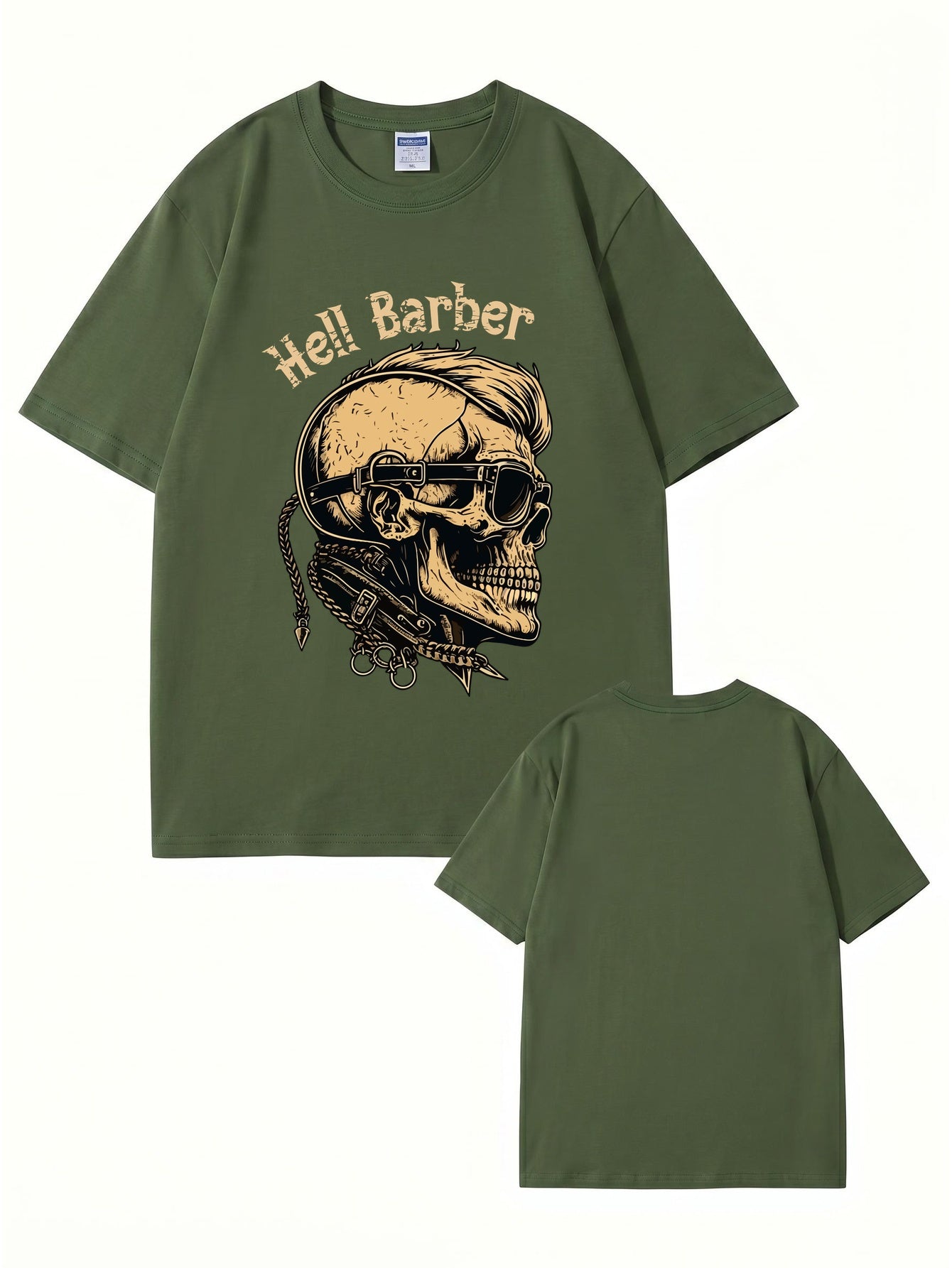 Hell Barber Skull Graphic T-Shirt - Premium 200GSM Cotton Streetwear Tee