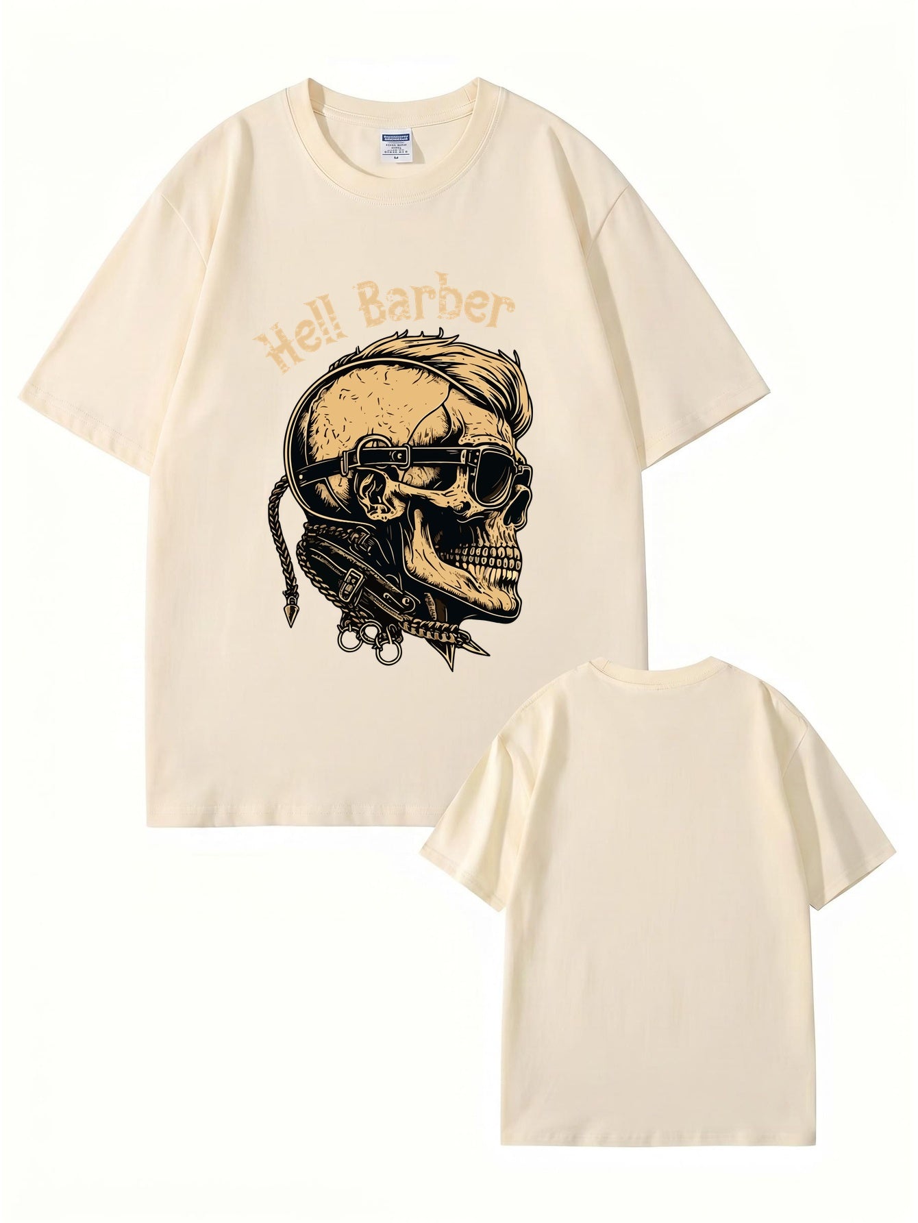 Hell Barber Skull Graphic T-Shirt - Premium 200GSM Cotton Streetwear Tee