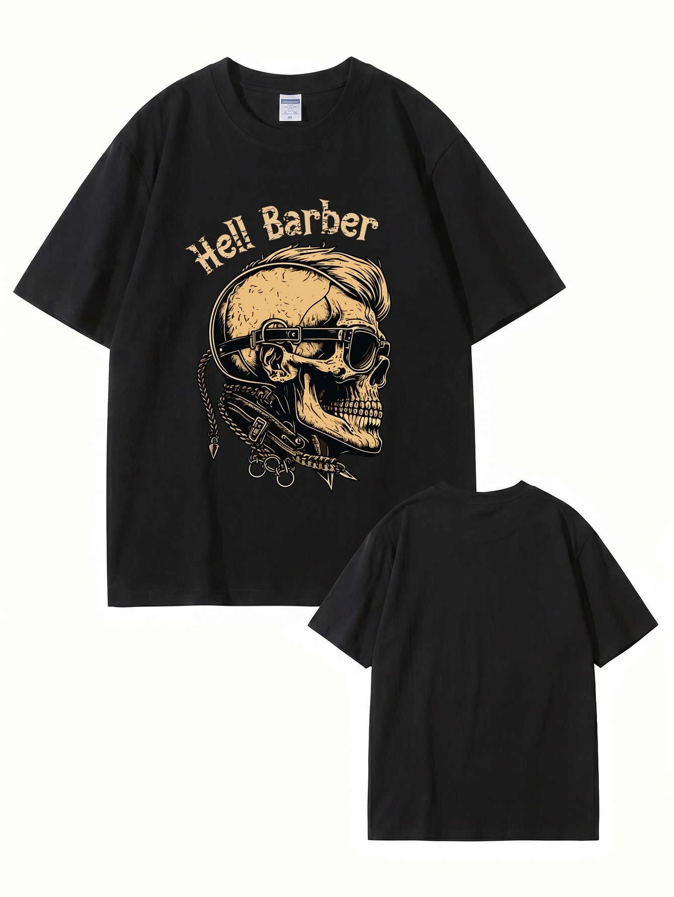 Hell Barber Skull Graphic T-Shirt - Premium 200GSM Cotton Streetwear Tee