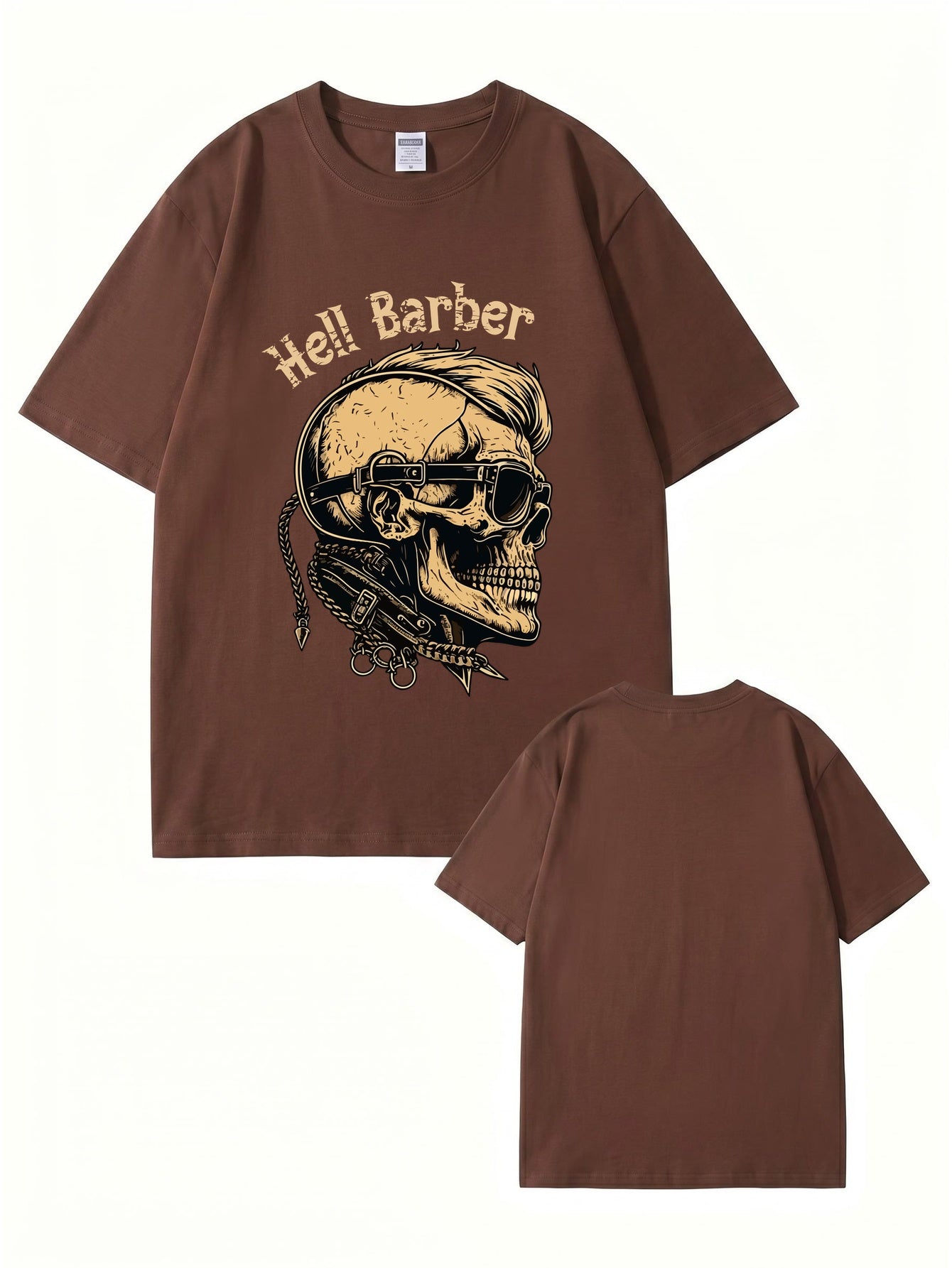 Hell Barber Skull Graphic T-Shirt - Premium 200GSM Cotton Streetwear Tee