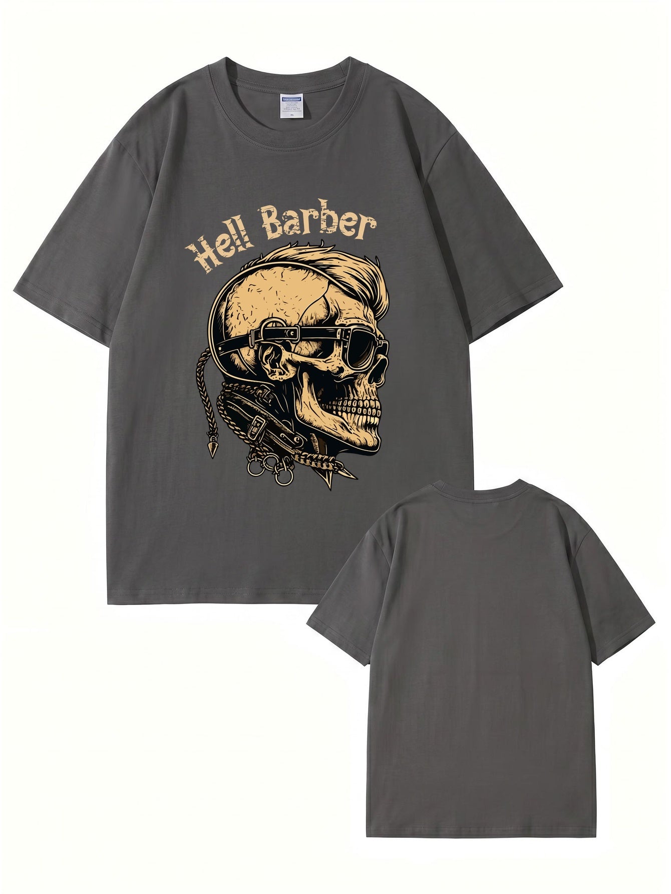 Hell Barber Skull Graphic T-Shirt - Premium 200GSM Cotton Streetwear Tee
