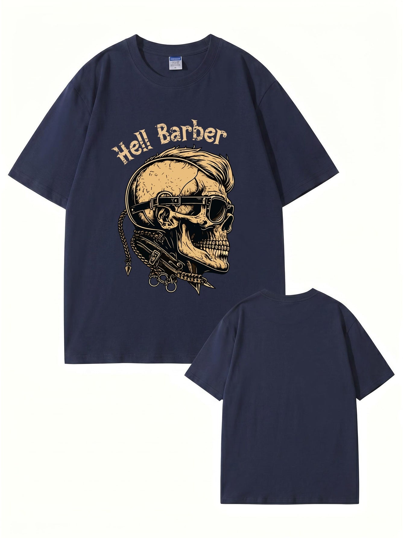 Hell Barber Skull Graphic T-Shirt - Premium 200GSM Cotton Streetwear Tee