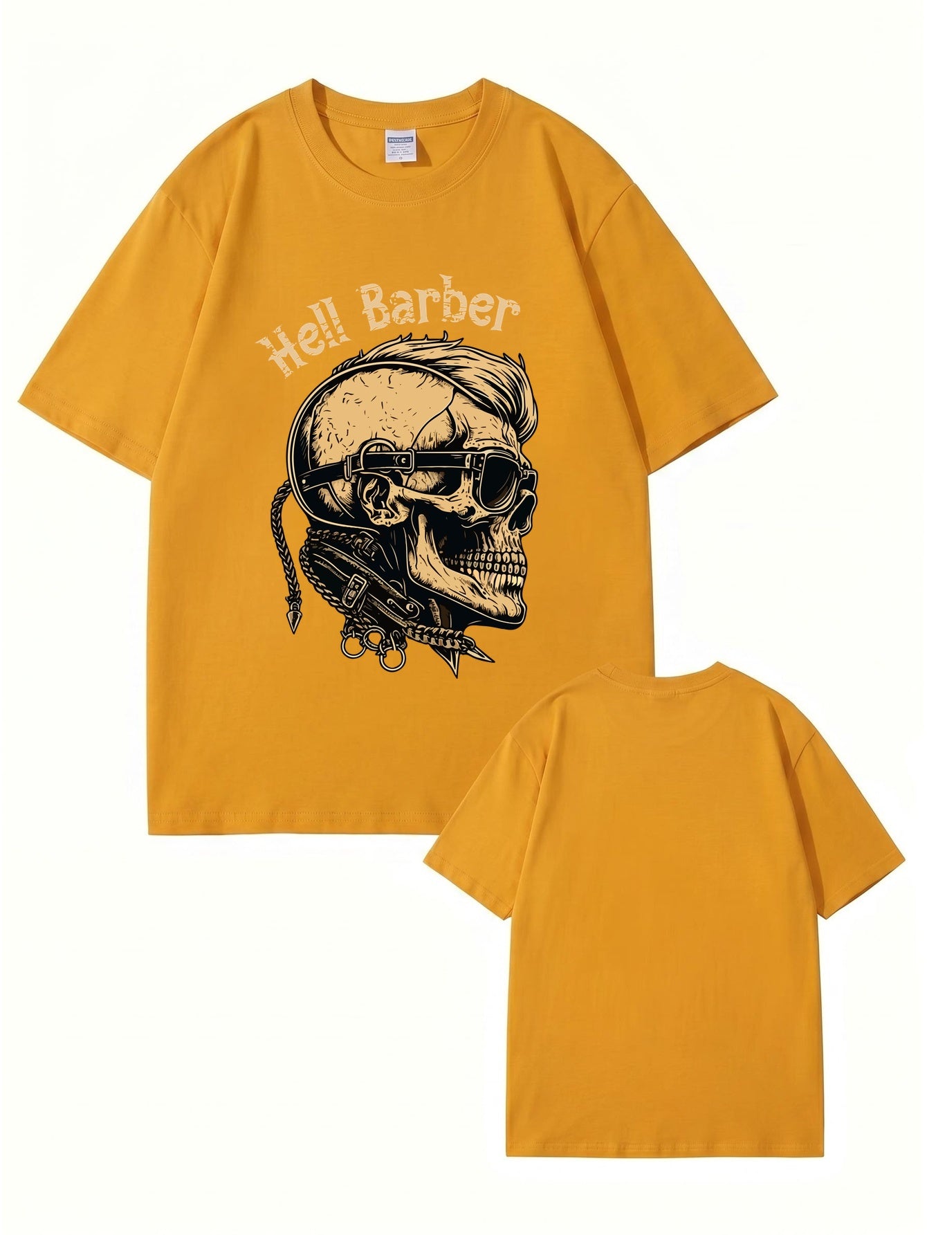 Hell Barber Skull Graphic T-Shirt - Premium 200GSM Cotton Streetwear Tee