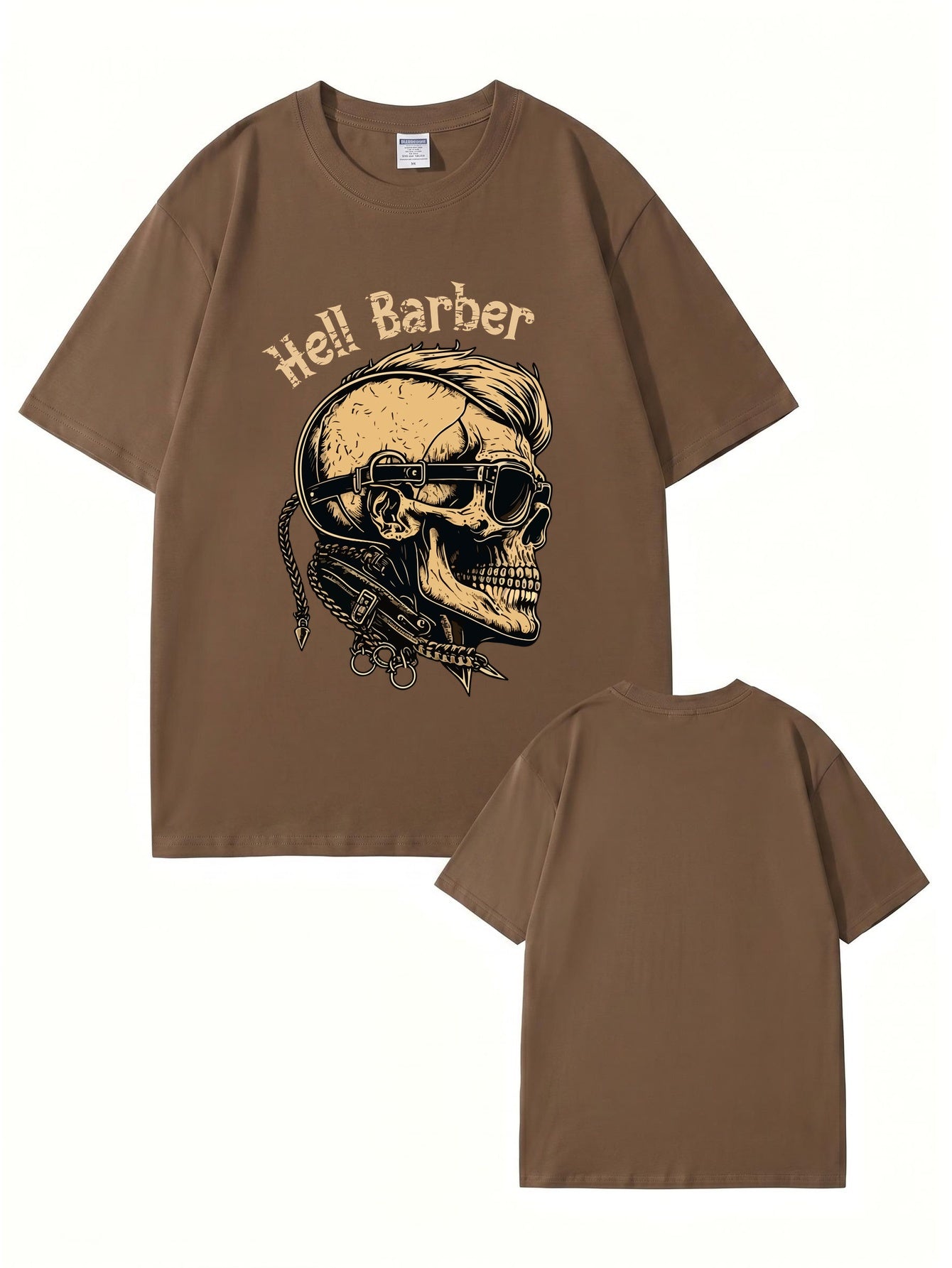 Hell Barber Skull Graphic T-Shirt - Premium 200GSM Cotton Streetwear Tee