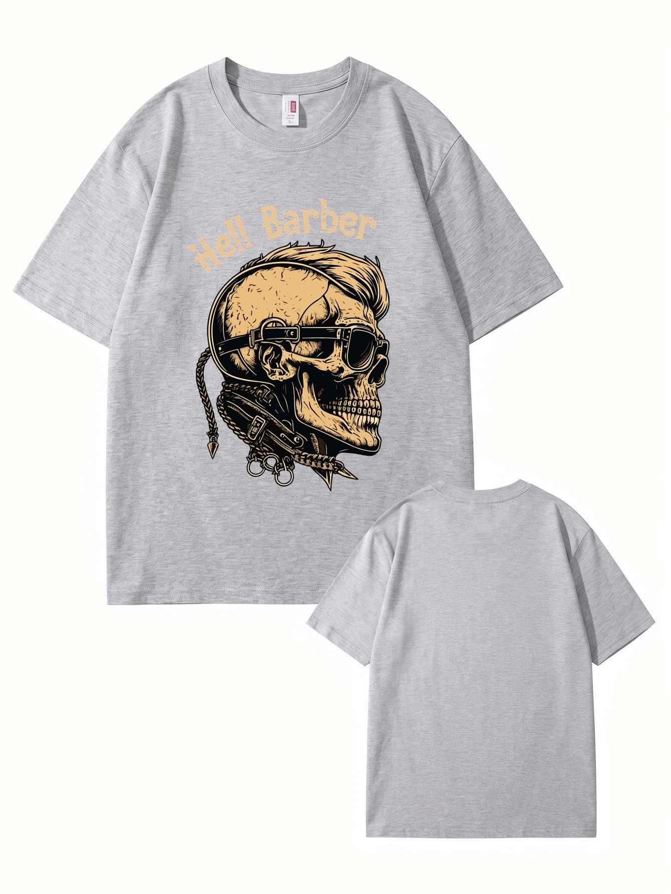 Hell Barber Skull Graphic T-Shirt - Premium 200GSM Cotton Streetwear Tee