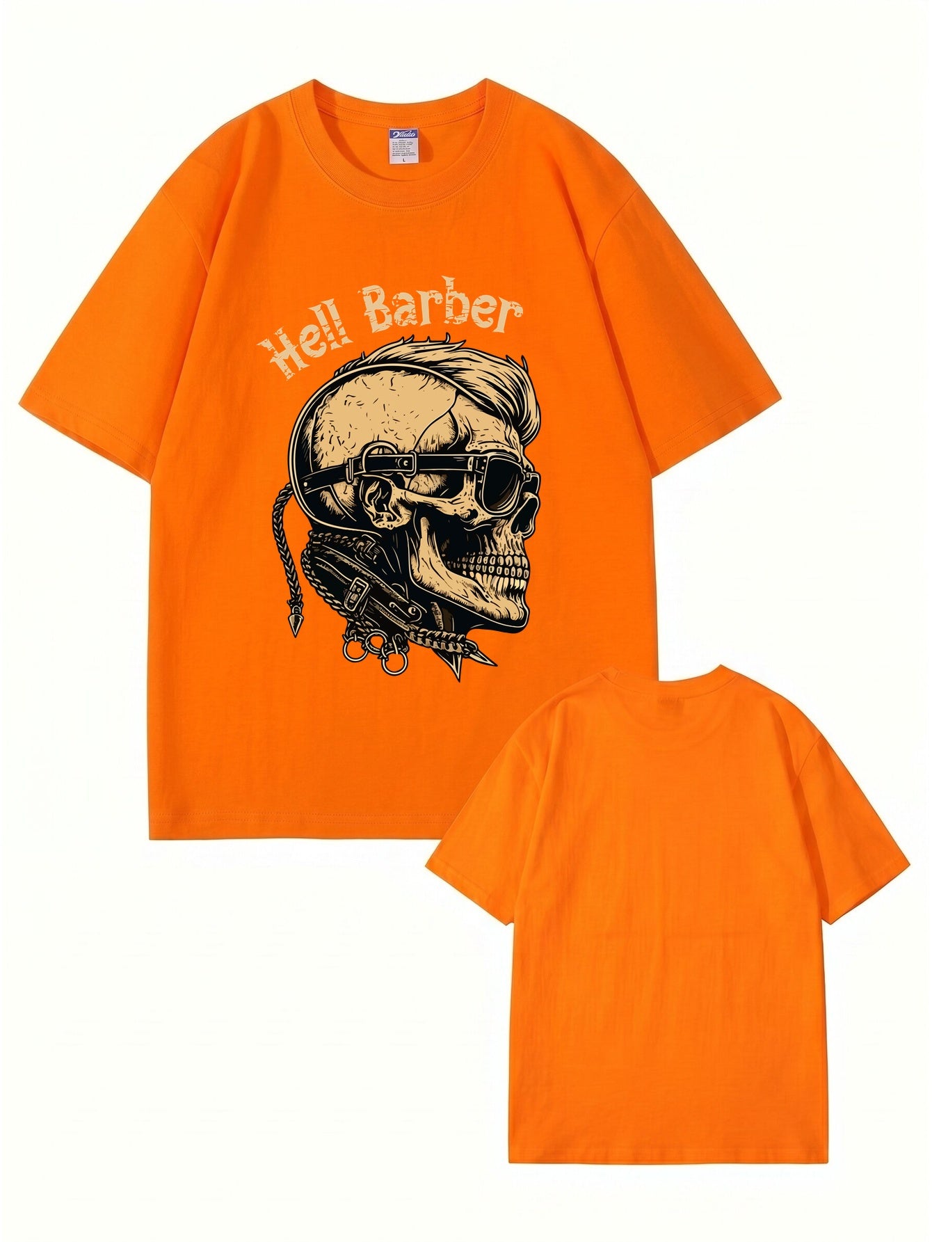 Hell Barber Skull Graphic T-Shirt - Premium 200GSM Cotton Streetwear Tee