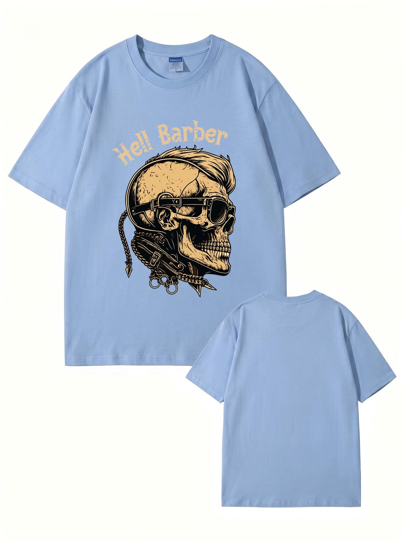 Hell Barber Skull Graphic T-Shirt - Premium 200GSM Cotton Streetwear Tee