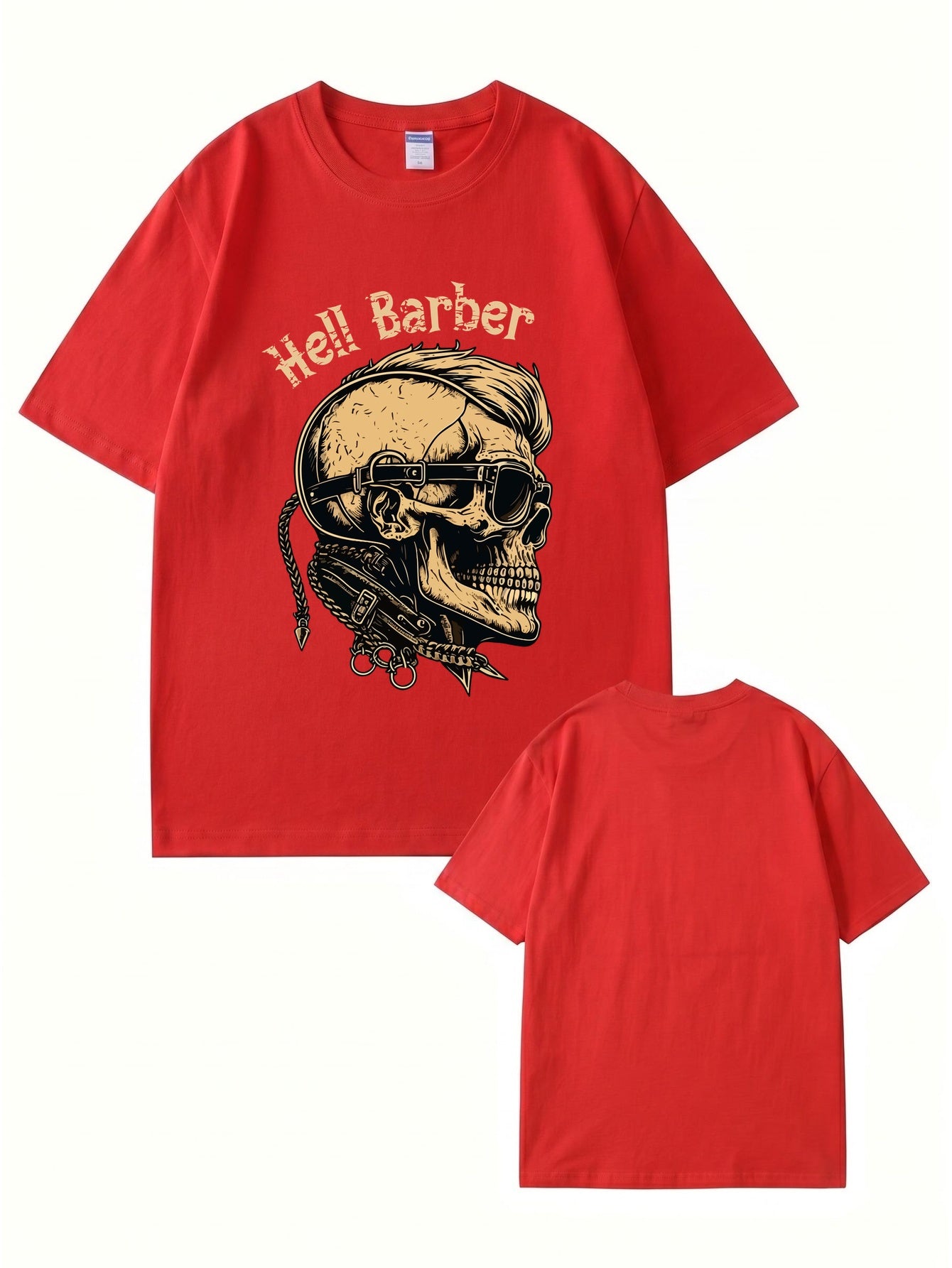 Hell Barber Skull Graphic T-Shirt - Premium 200GSM Cotton Streetwear Tee