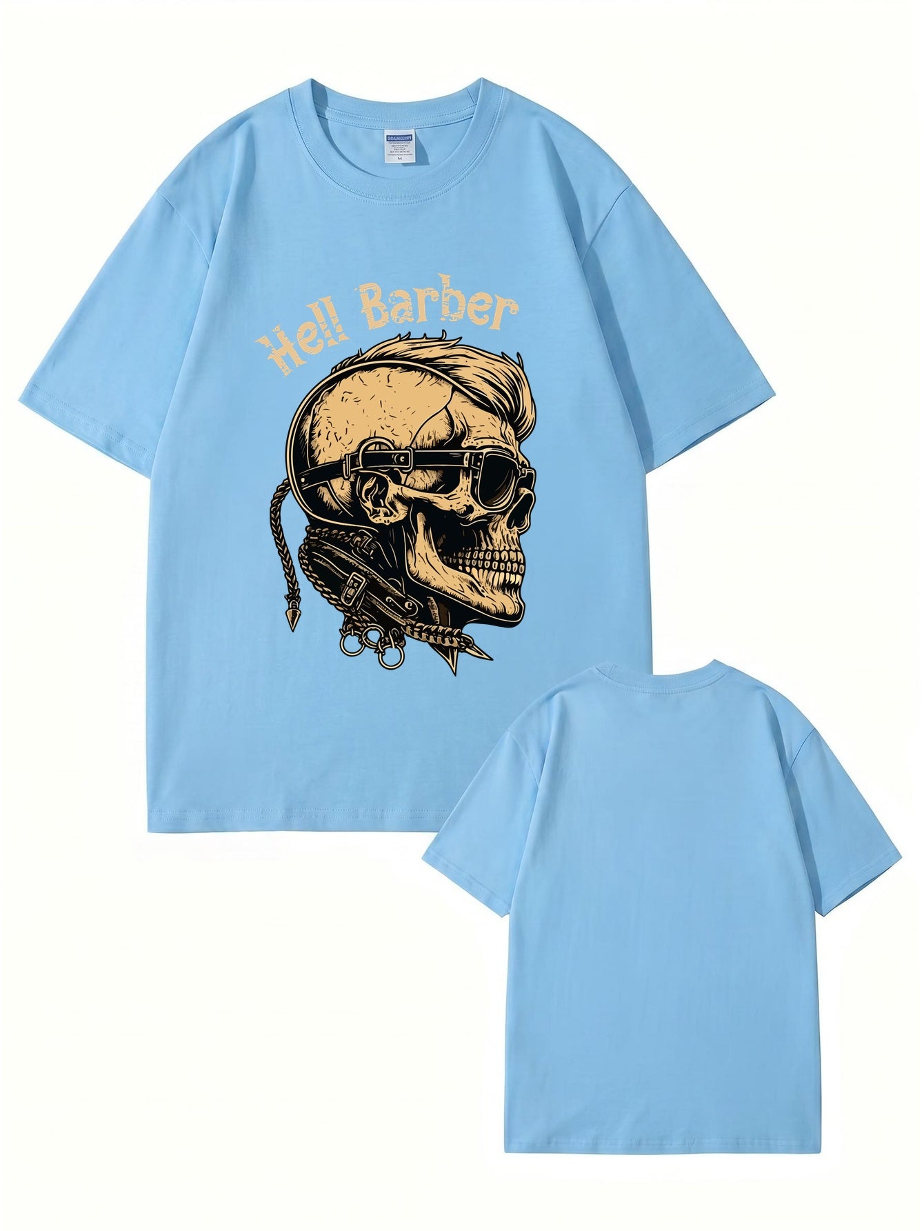 Hell Barber Skull Graphic T-Shirt - Premium 200GSM Cotton Streetwear Tee