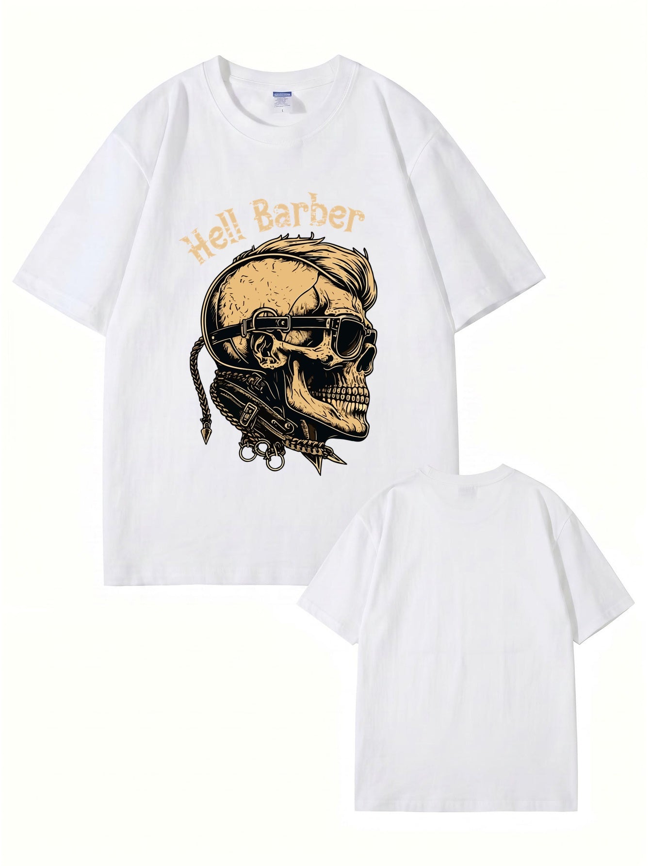 Hell Barber Skull Graphic T-Shirt - Premium 200GSM Cotton Streetwear Tee