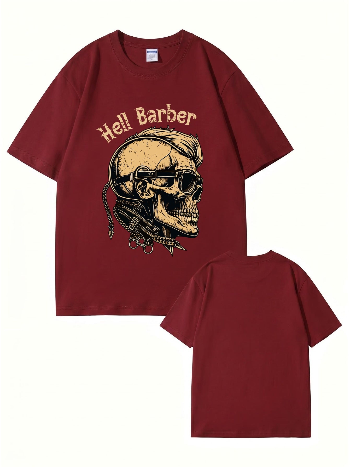 Hell Barber Skull Graphic T-Shirt - Premium 200GSM Cotton Streetwear Tee