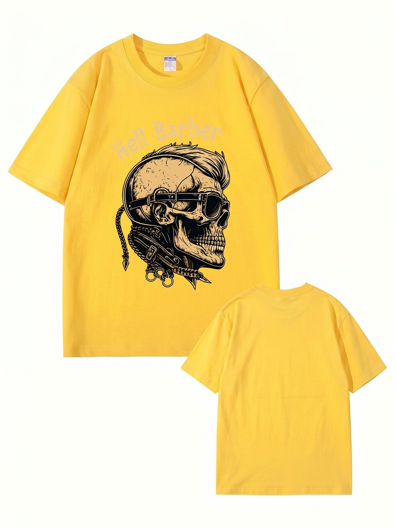 Hell Barber Skull Graphic T-Shirt - Premium 200GSM Cotton Streetwear Tee