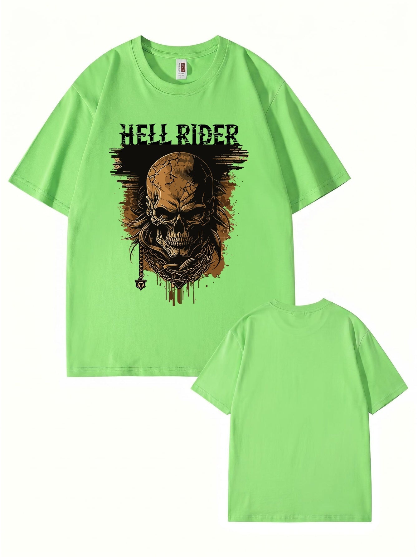 Hell Rider Skull Graphic Print Men's Heavyweight Cotton T-Shirt