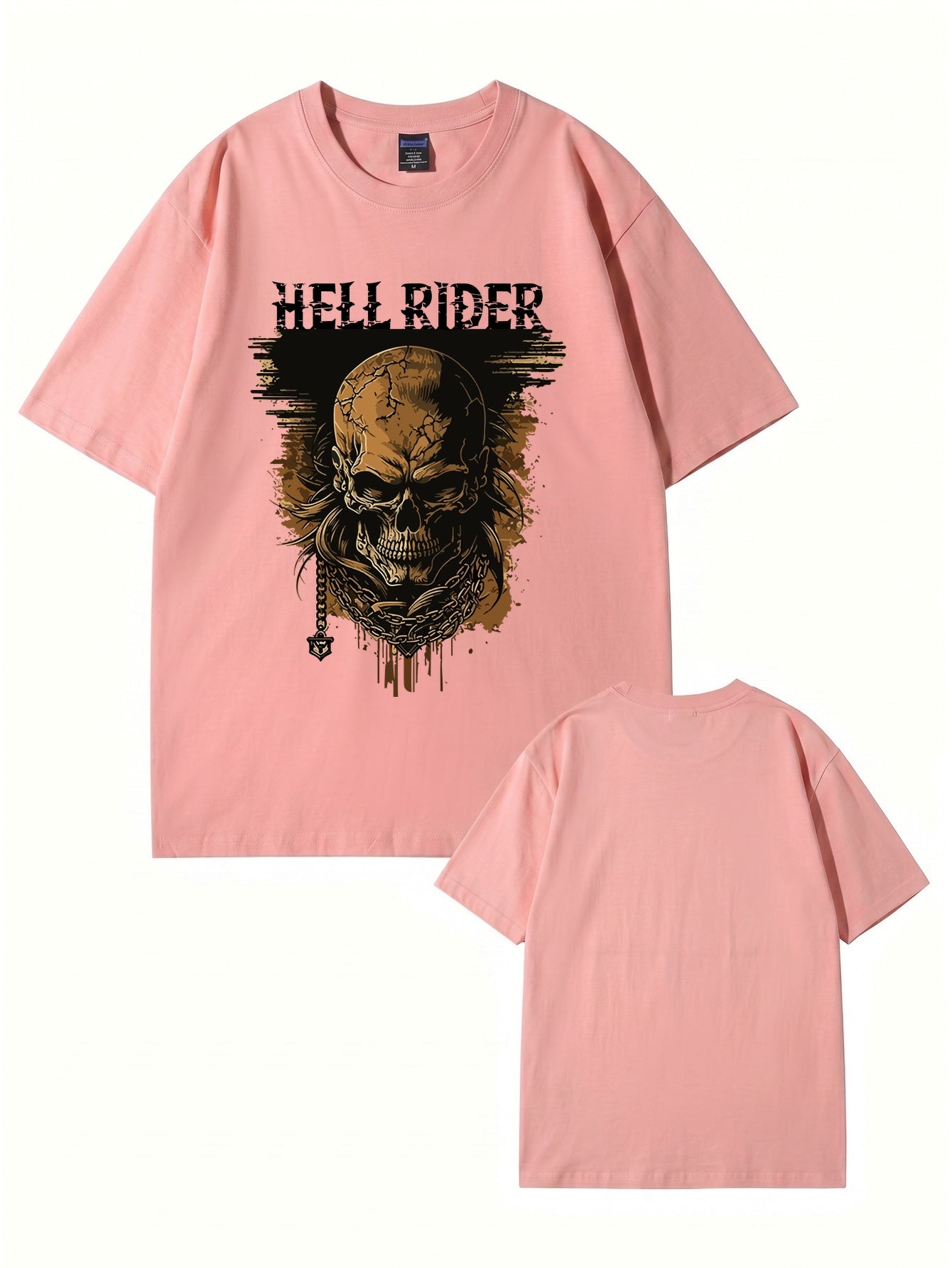 Hell Rider Skull Graphic Print Men's Heavyweight Cotton T-Shirt