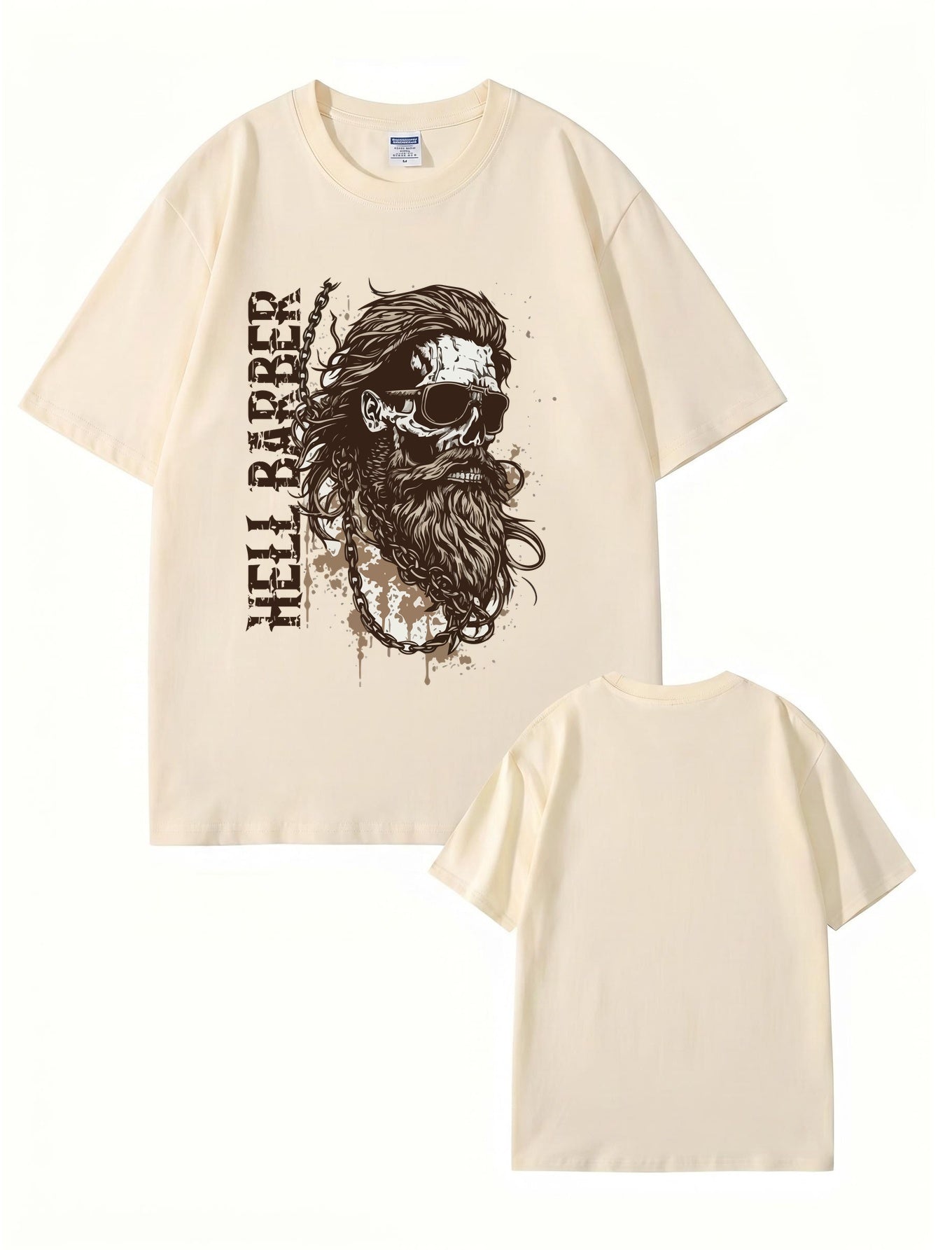 Hell Barber Skull Graphic Men's Premium Cotton T-Shirt