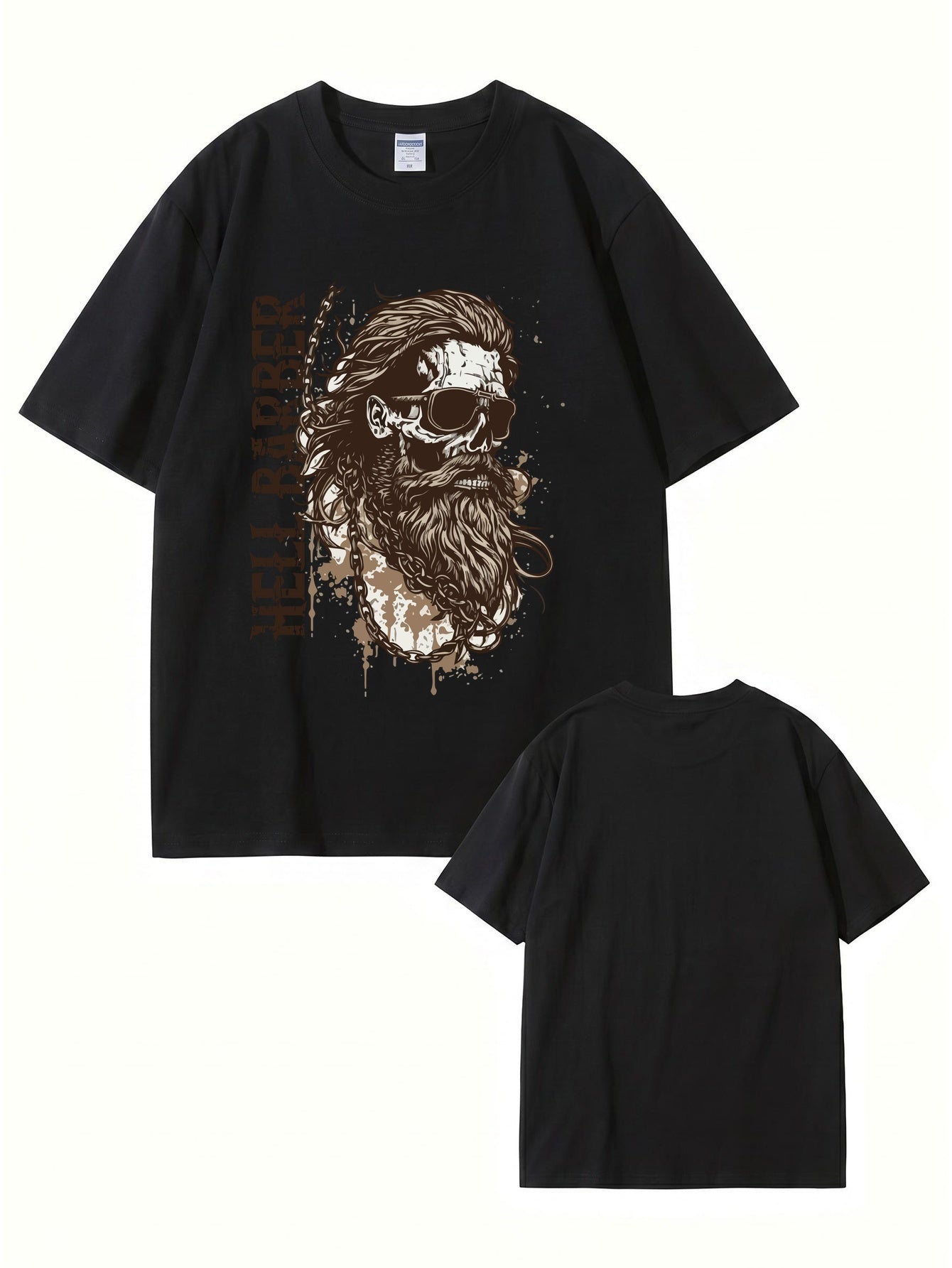 Hell Barber Skull Graphic Men's Premium Cotton T-Shirt