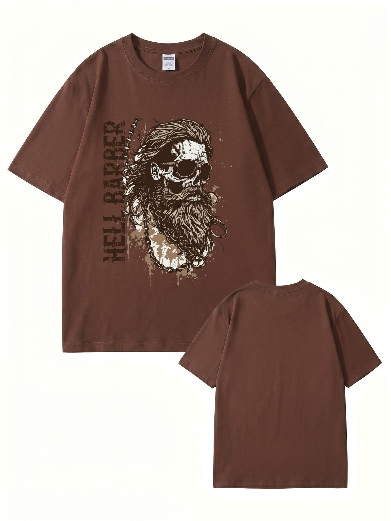 Hell Barber Skull Graphic Men's Premium Cotton T-Shirt