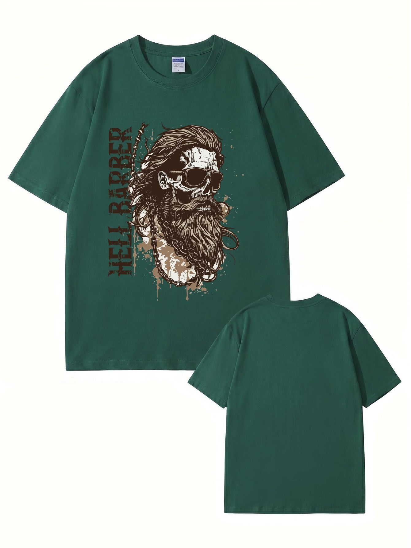 Hell Barber Skull Graphic Men's Premium Cotton T-Shirt